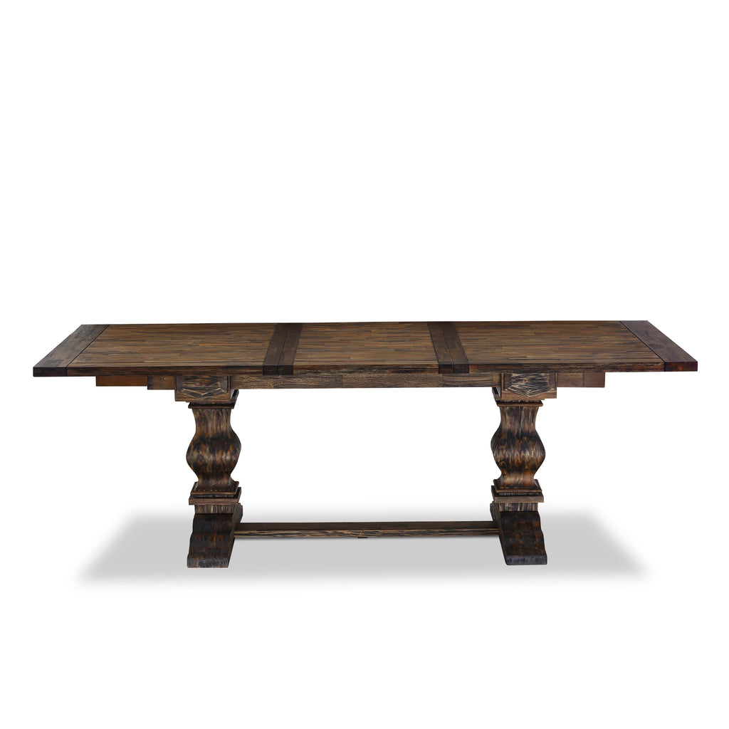 East West Furniture LADA9-07-T23 9 Piece Kitchen Set Consists of a Rectangle Dining Table with Removable leaf and 8 Upholstered Chairs, 42x92 Inch, Distressed Jacobean