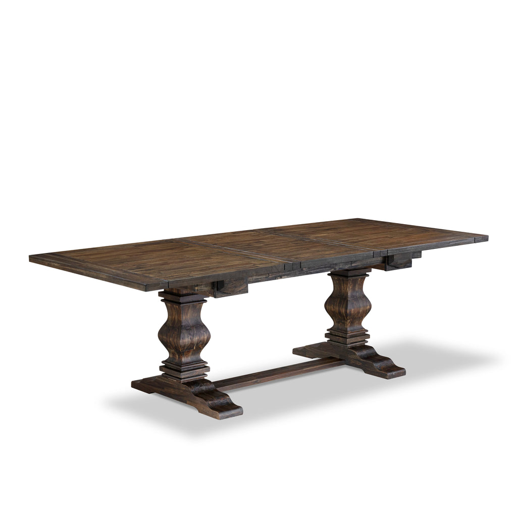 East West Furniture LADA9-07-T26 9 Piece Dining Table Set Includes a Rectangle Kitchen Table with Removable leaf and 8 Upholstered Chairs, 42x92 Inch, Distressed Jacobean