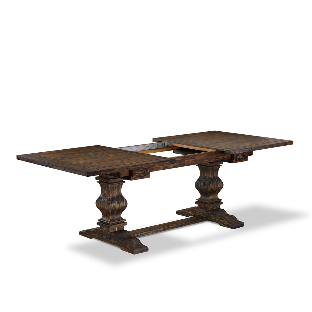 East West Furniture LADA7-07-T32 7 Piece Kitchen Set Consists of a Rectangle Dining Table with Removable leaf and 6 Upholstered Chairs, 42x92 Inch, Distressed Jacobean