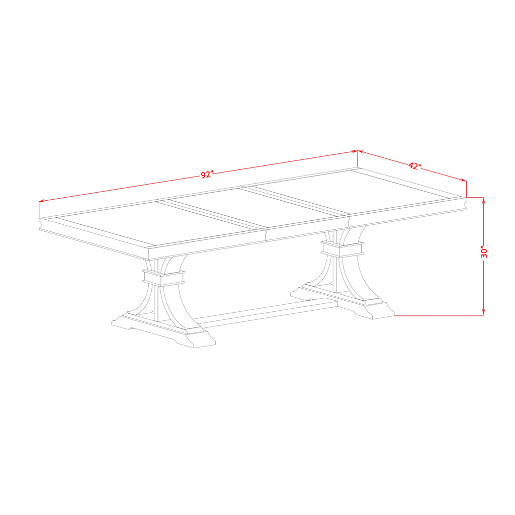 Luxe by East West Furniture LEFL9-AWA-04 - 9-piece kitchen table set consists of a rectangular table and 8 Light Tan Linen Fabric parson chairs with Padded Chair Back - Antique Walnut Finish.