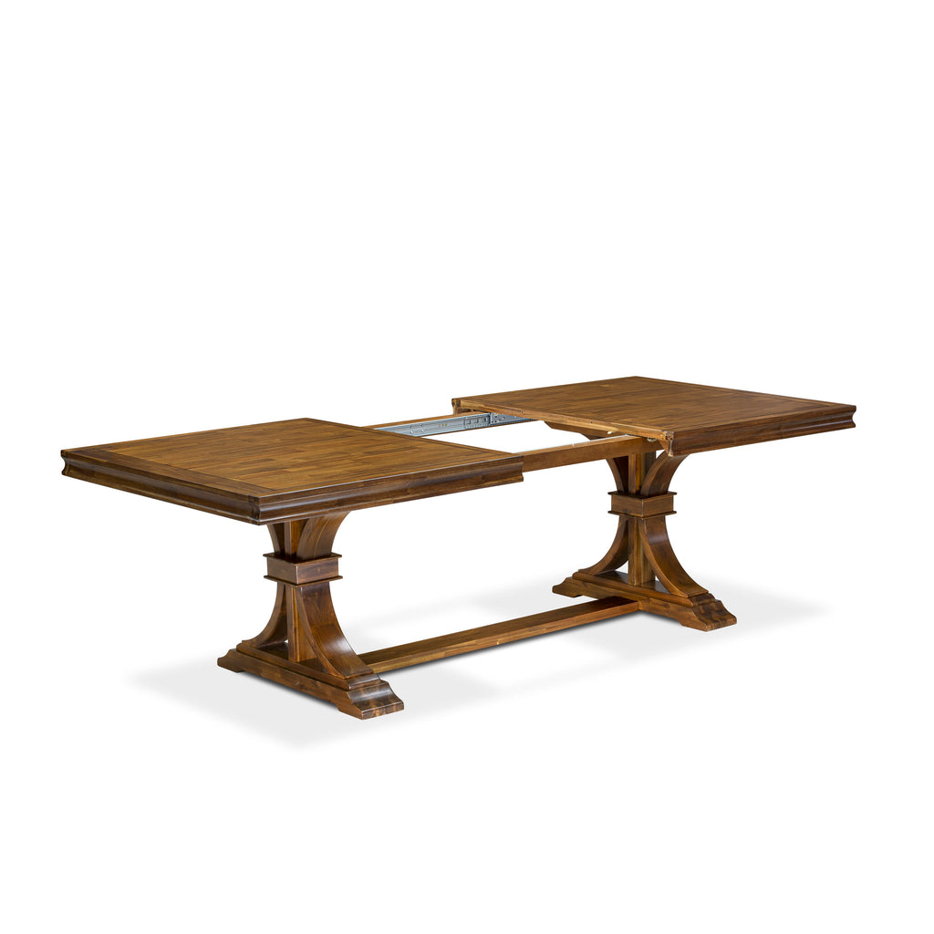 Luxe by East West Furniture LETY7-AWA-28 7-piece Mid-Century Dining Table Set consists of a Kitchen Table and 6 Beige PU Leather Dining room Chairs with High Back-Antique Walnut Finish
