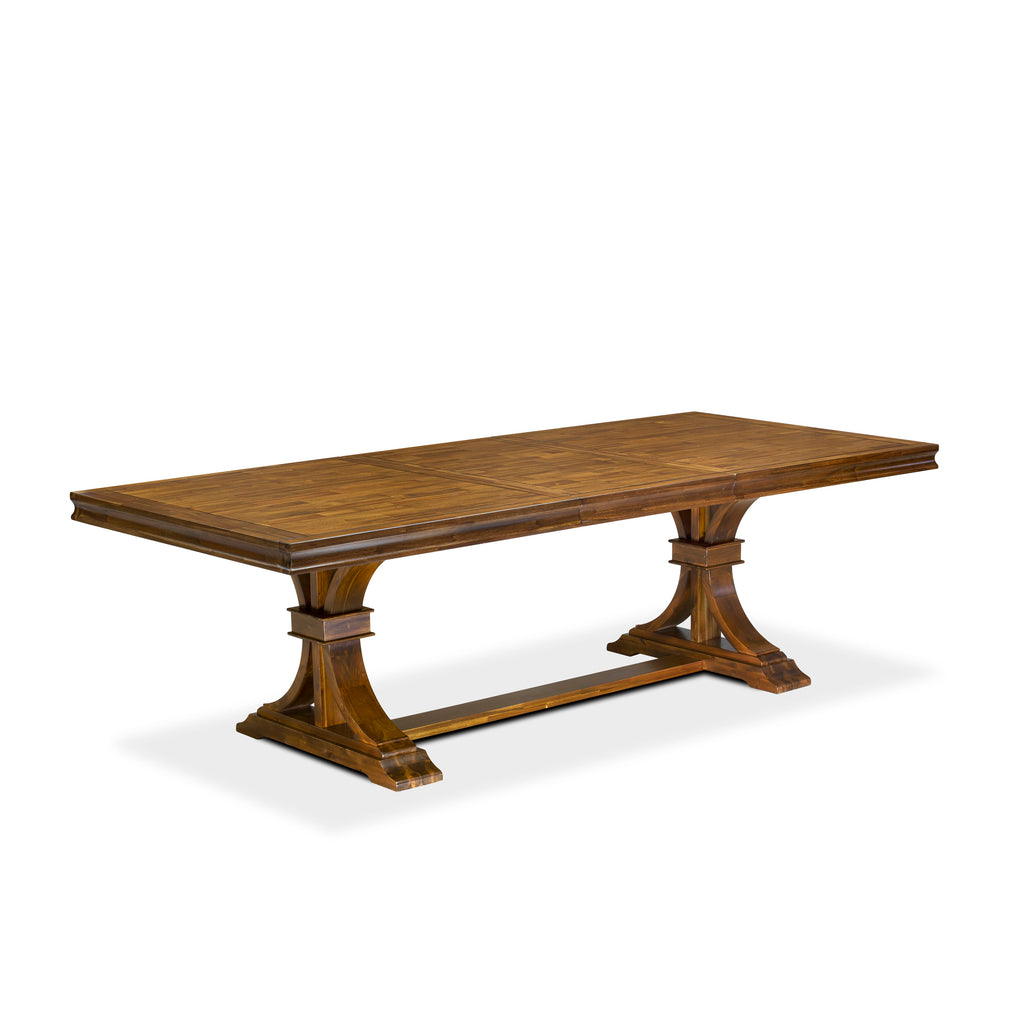 Luxe by East West Furniture LEVE5-AWA-04 5-piece Kitchen Table Set includes a Dining Table and 4 Light Tan Linen Fabric Dining room Chairs with Button tufted Back-Antique Walnut Finish