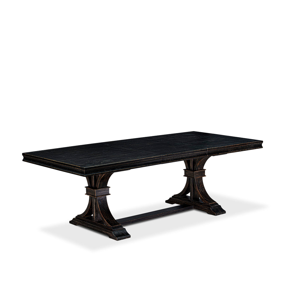 Luxe by East West Furniture LEDR9-SBB-24 - 9-piece kitchen table set consists of a rectangular table and 8 Black Linen Fabric dining chairs with Padded Chair Back - Sand Blasting Black Finish.