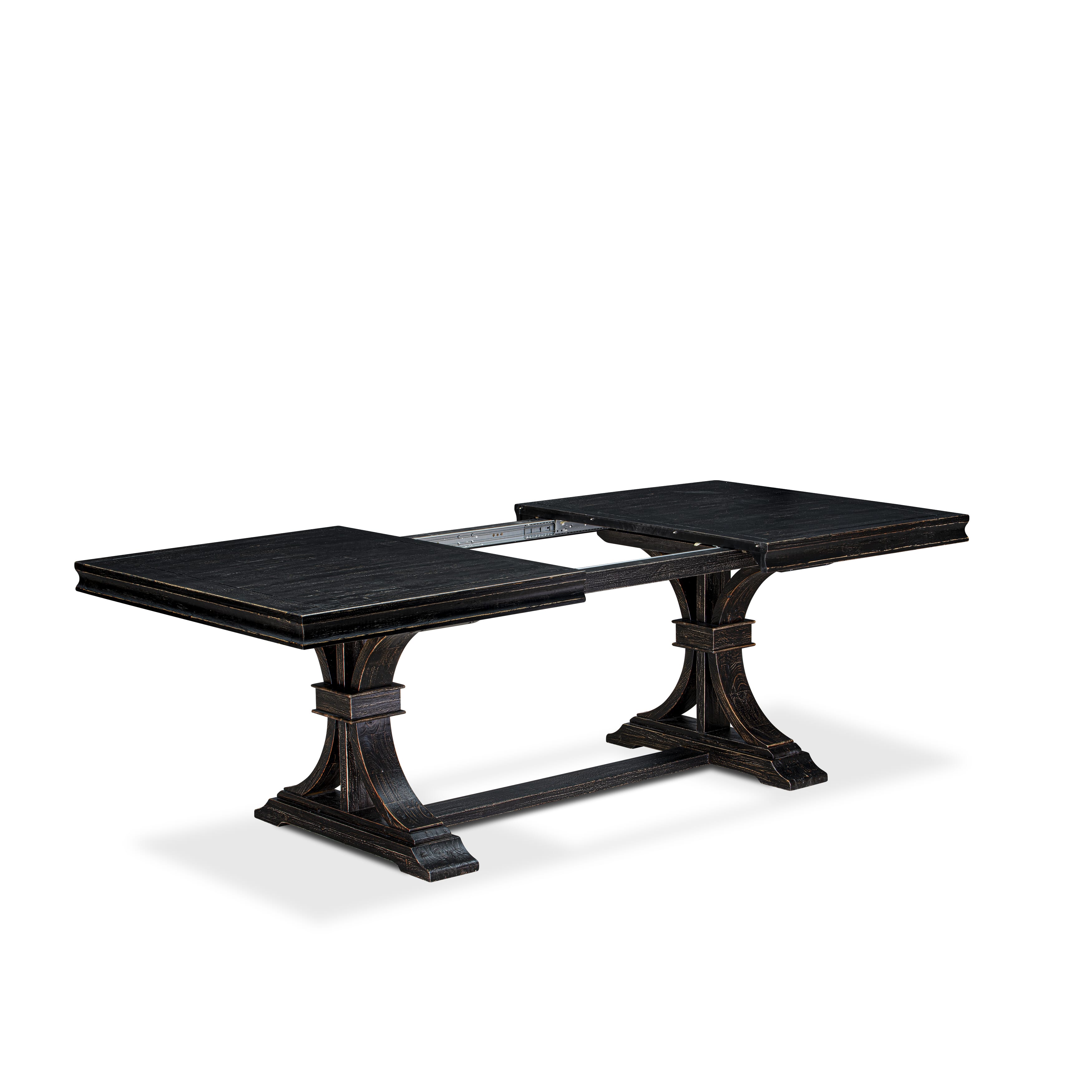 Luxe by East West Furniture LETY5-SBB-33 5-piece Mid-Century Dining Table Set includes a Kitchen Table and 4 Brown Textured PU Leather Dining Chairs with High Back-Sand Blasting Black Finish