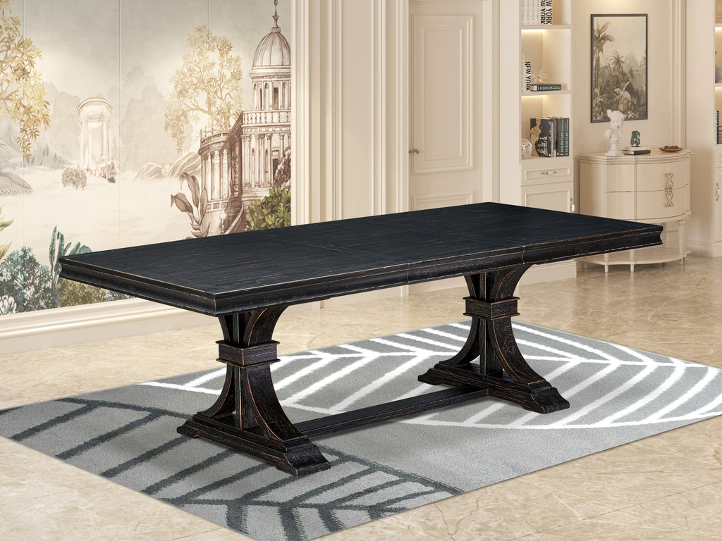 Luxe by East West Furniture LETY9-SBB-33 9-piece Modern Dining Table Set includes a Dining Table and 8 Brown Textured PU Leather Kitchen Chairs with High Back-Sand Blasting Black Finish