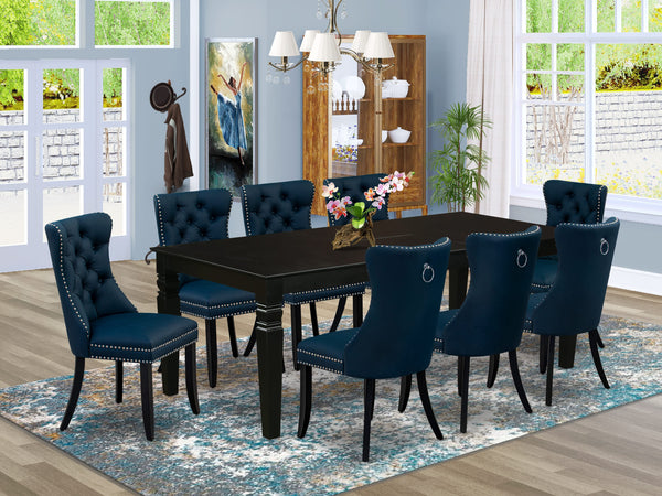 East West Furniture LGDA9-BLK-29 9 Piece Dinette Set Includes a Rectan
