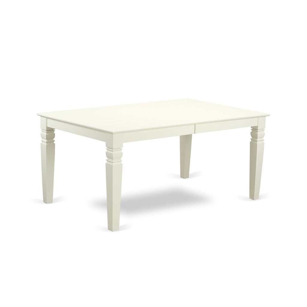 LGIP5-LWH-C 5Pc Dining Set Includes a Rectangle Dining Table with Butterfly Leaf and Four Linen Seat Dining Chairs
