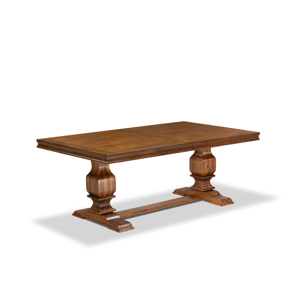 Luxe by East West Furniture LKCY7-AWA-28 7-piece Kitchen Table Set consists of a Dining Table and 6 Beige PU Leather Dinner Chairs with High Back - Antique Walnut Finish