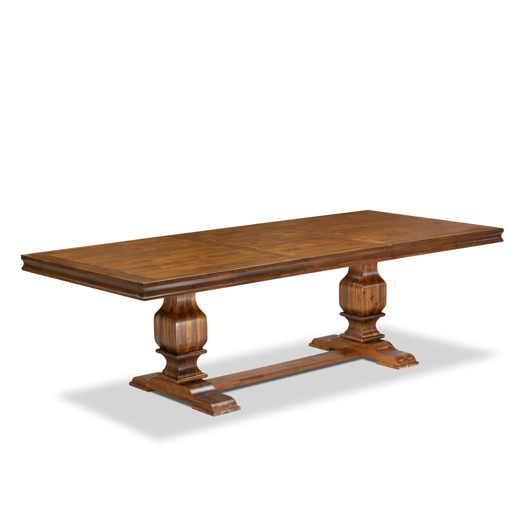 Luxe by East West Furniture LKCY7-AWA-28 7-piece Kitchen Table Set consists of a Dining Table and 6 Beige PU Leather Dinner Chairs with High Back - Antique Walnut Finish