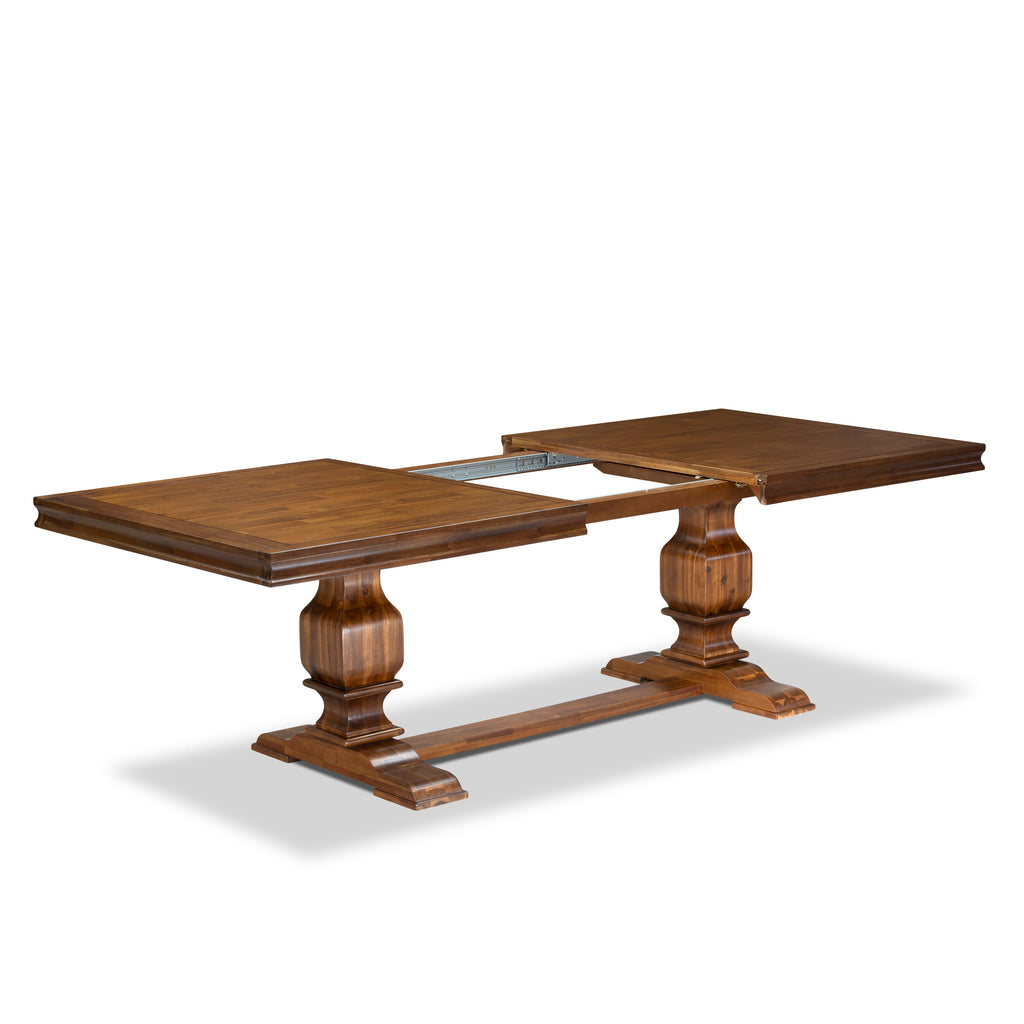 Luxe by East West Furniture LKAM9-AWA-34 9-piece Kitchen Table Set includes a Dining Table and 8 Dark Grey PU Leather Dining room Chairs with High Back - Antique Walnut Finish