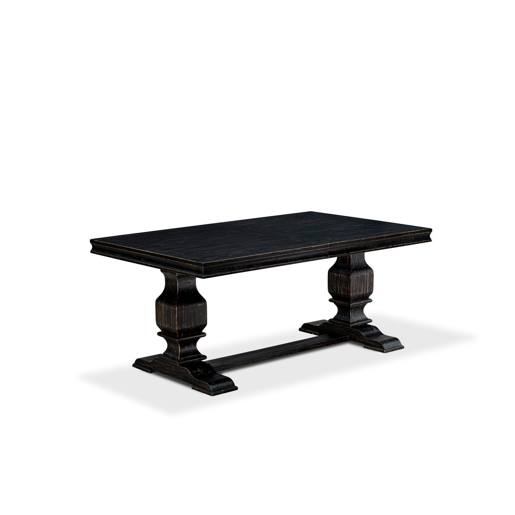 Luxe by East West Furniture LKLA5-SBB-47 5 Pieces Modern Dining Set Includes a Rectangular Kitchen Table and 4 Light Sable Linen Fabric Dining Chairs with Black legs - Sand Blasting Black finish