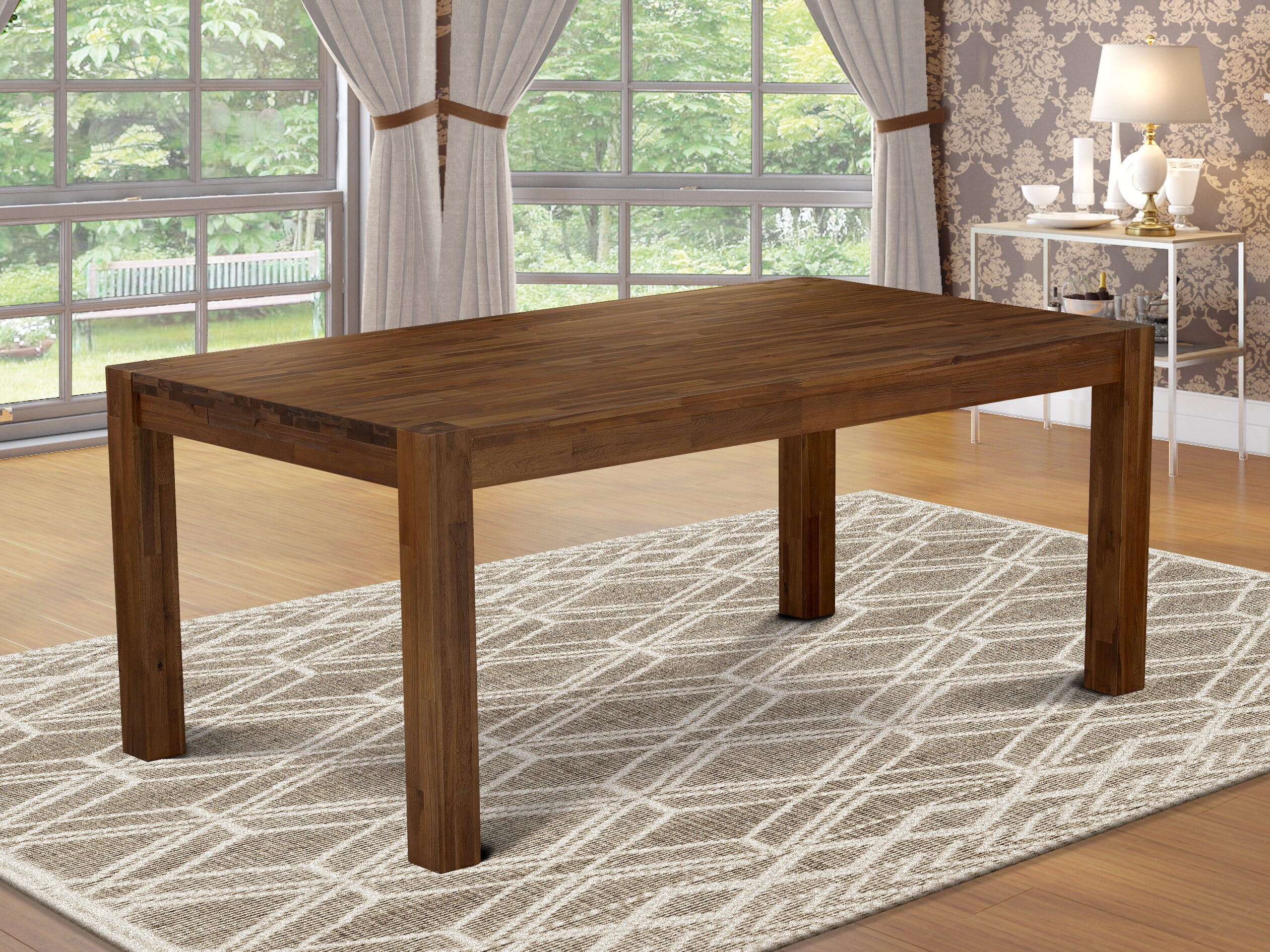 East West Furniture LMDA5-0N-T23 5 Piece Dining Set Includes a Rectangle Rustic Wood Kitchen Table and 4 Parson Chairs, 40x72 Inch, Sandblasting Antique Walnut
