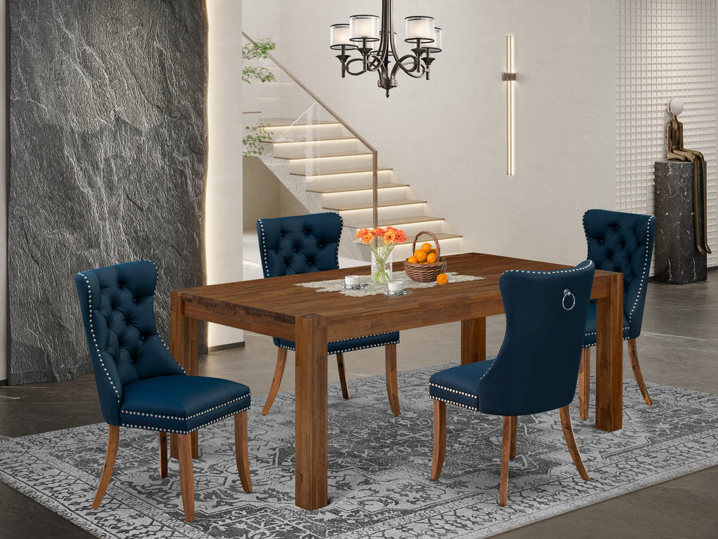 East West Furniture LMDA5-0N-T29 5 Piece Dinette Set Includes a Rectangle Rustic Wood Kitchen Table and 4 Padded Dining Chairs, 40x72 Inch, Sandblasting Antique Walnut