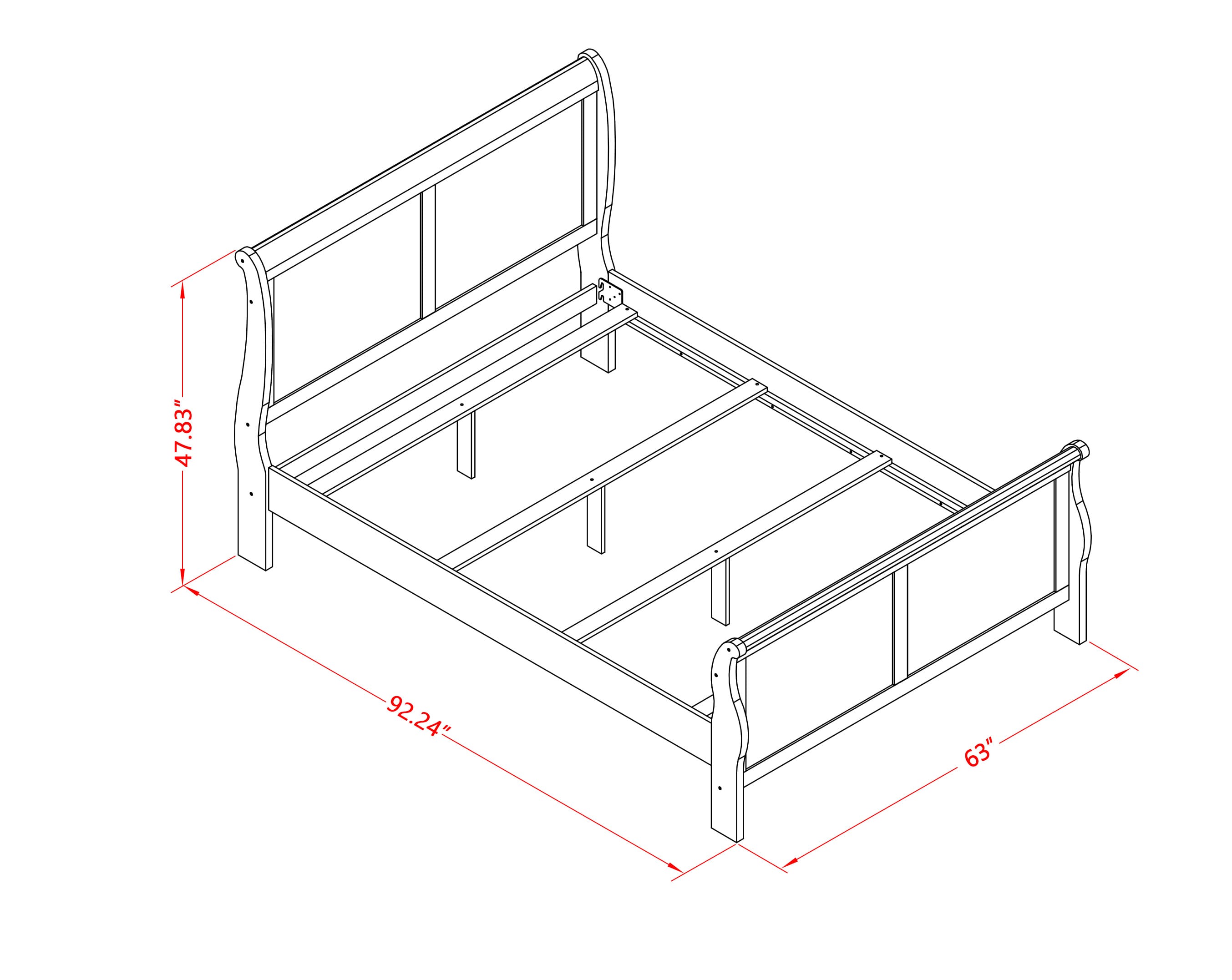 Juego de dormitorio Louis Philippe de 4 piezas tamaño Queen de East West Furniture en acabado Phillip Walnut con cama Queen