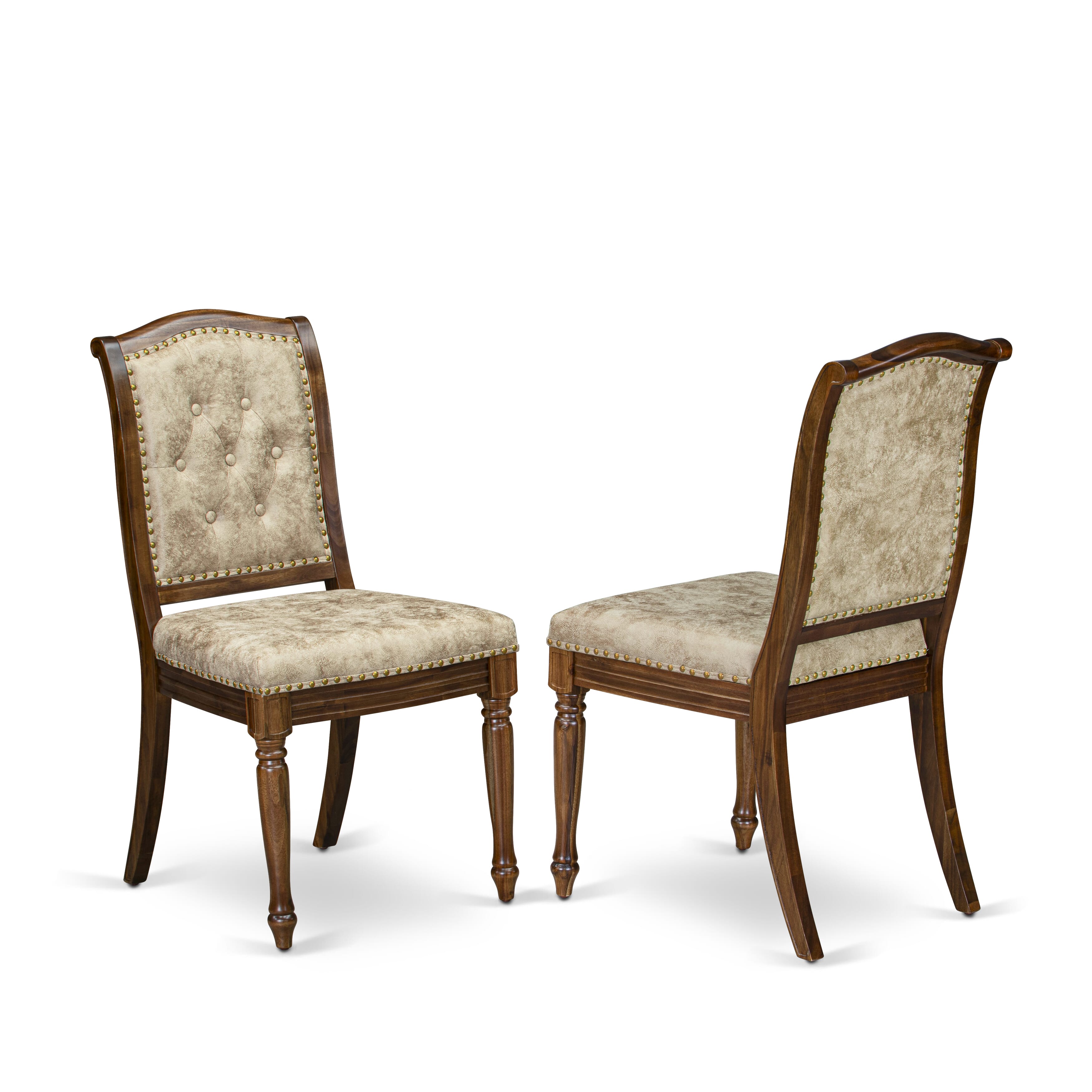 Luxe by East West Furniture NKMA9-AWA-36 9 Pieces Dining Room set includes a Rectangular Kitchen Table and 8 Light Beige PU Leather Modern Dining Chairs, Antique Walnut finish