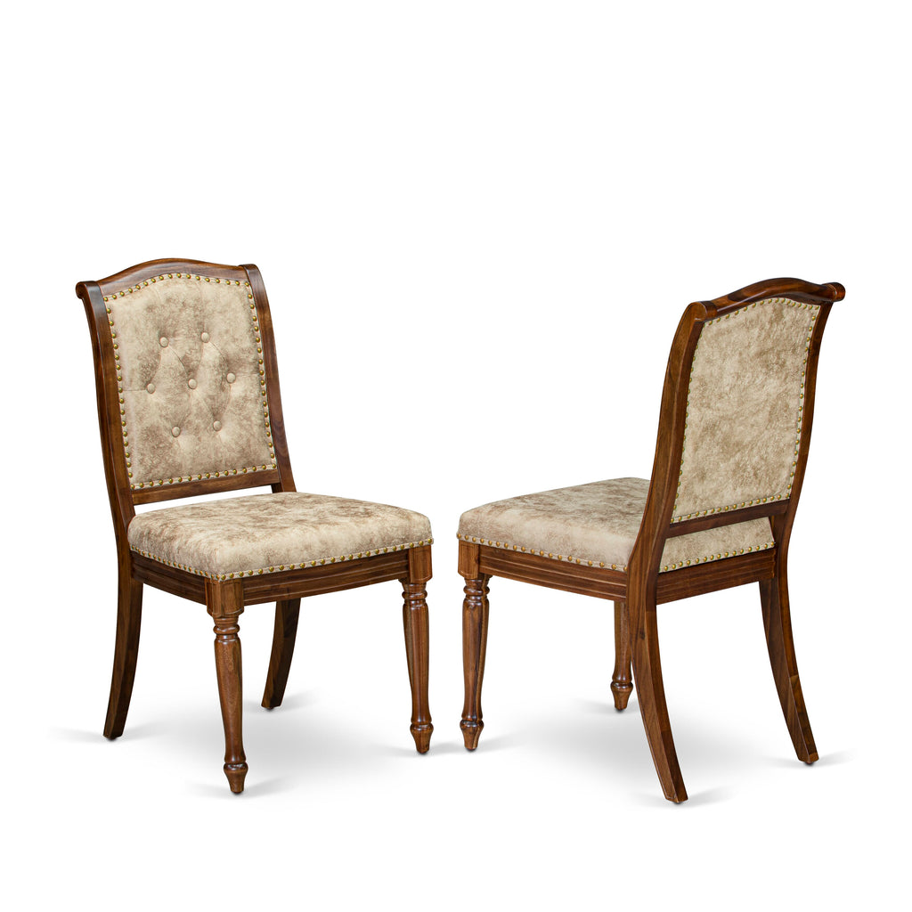 Luxe by East West Furniture LEMA7-AWA-36 7 Pieces Dining Room set consists of a Rectangular Modern Dining Table and 6 Light Beige PU Leather Kitchen Chairs, Antique Walnut finish