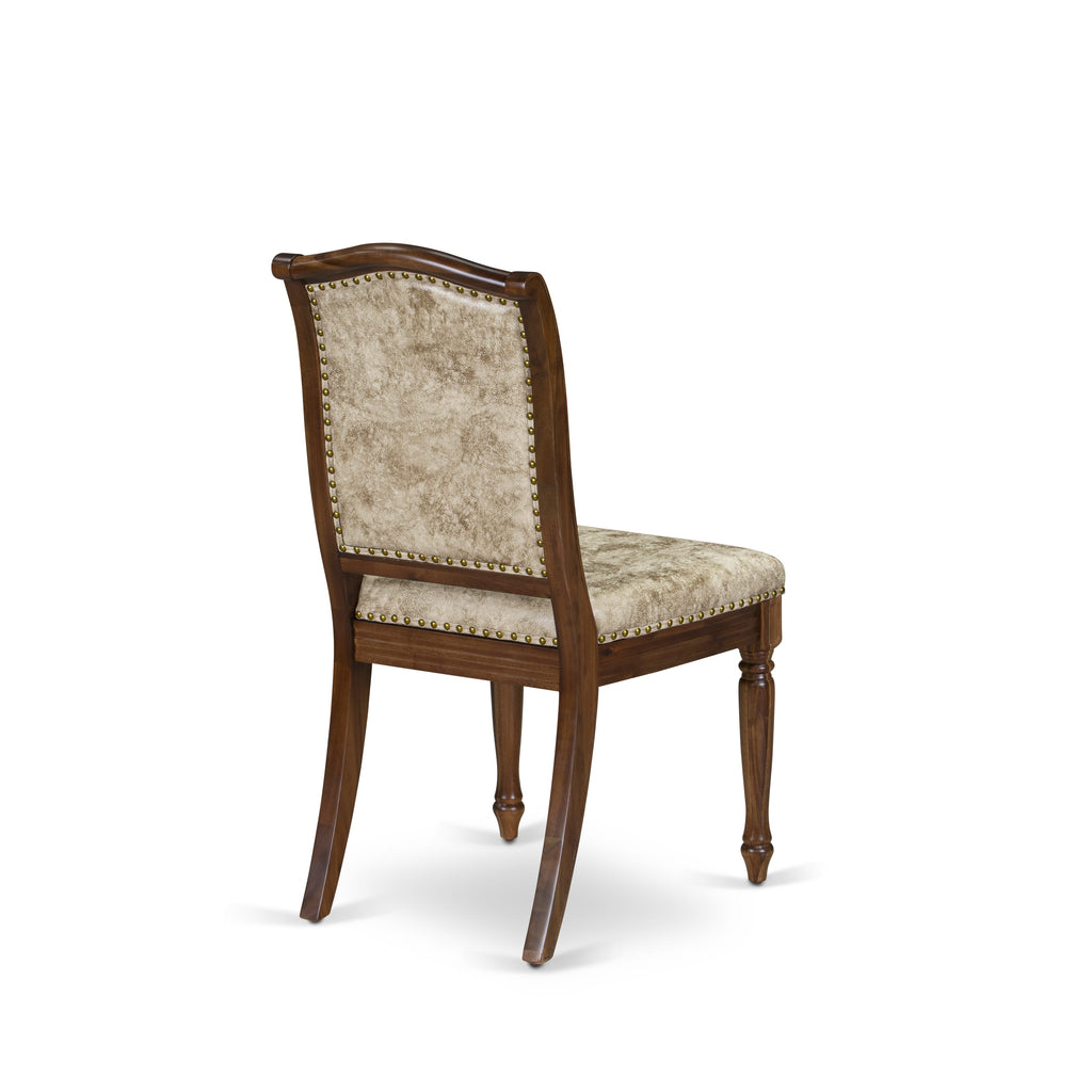 Luxe by East West Furniture LEMA9-AWA-36 9 Pieces Kitchen table set includes a Rectangular Dining Table and 8 Light Beige PU Leather Dining Chairs, Antique Walnut finish