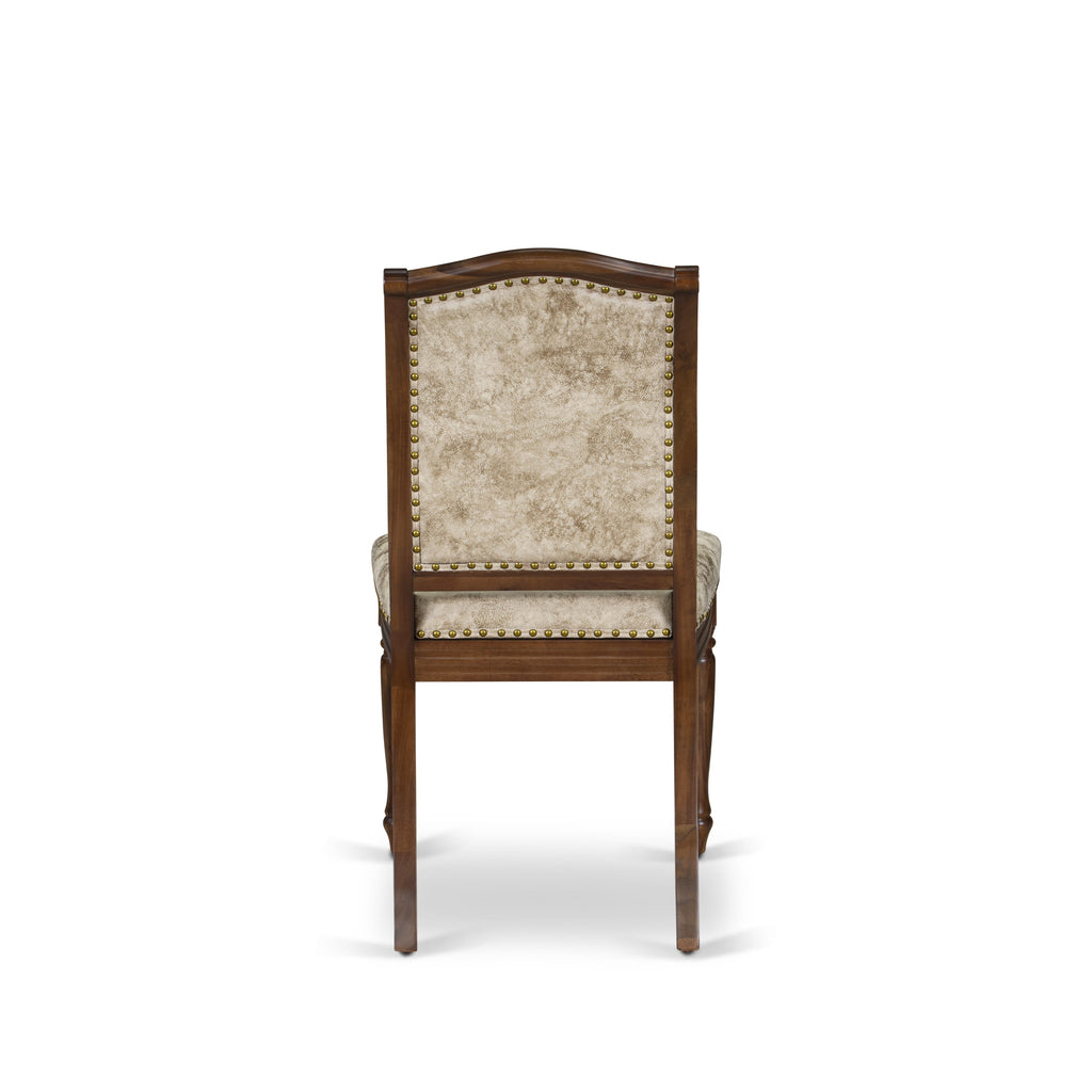 Luxe by East West Furniture LEMA7-AWA-36 7 Pieces Dining Room set consists of a Rectangular Modern Dining Table and 6 Light Beige PU Leather Kitchen Chairs, Antique Walnut finish