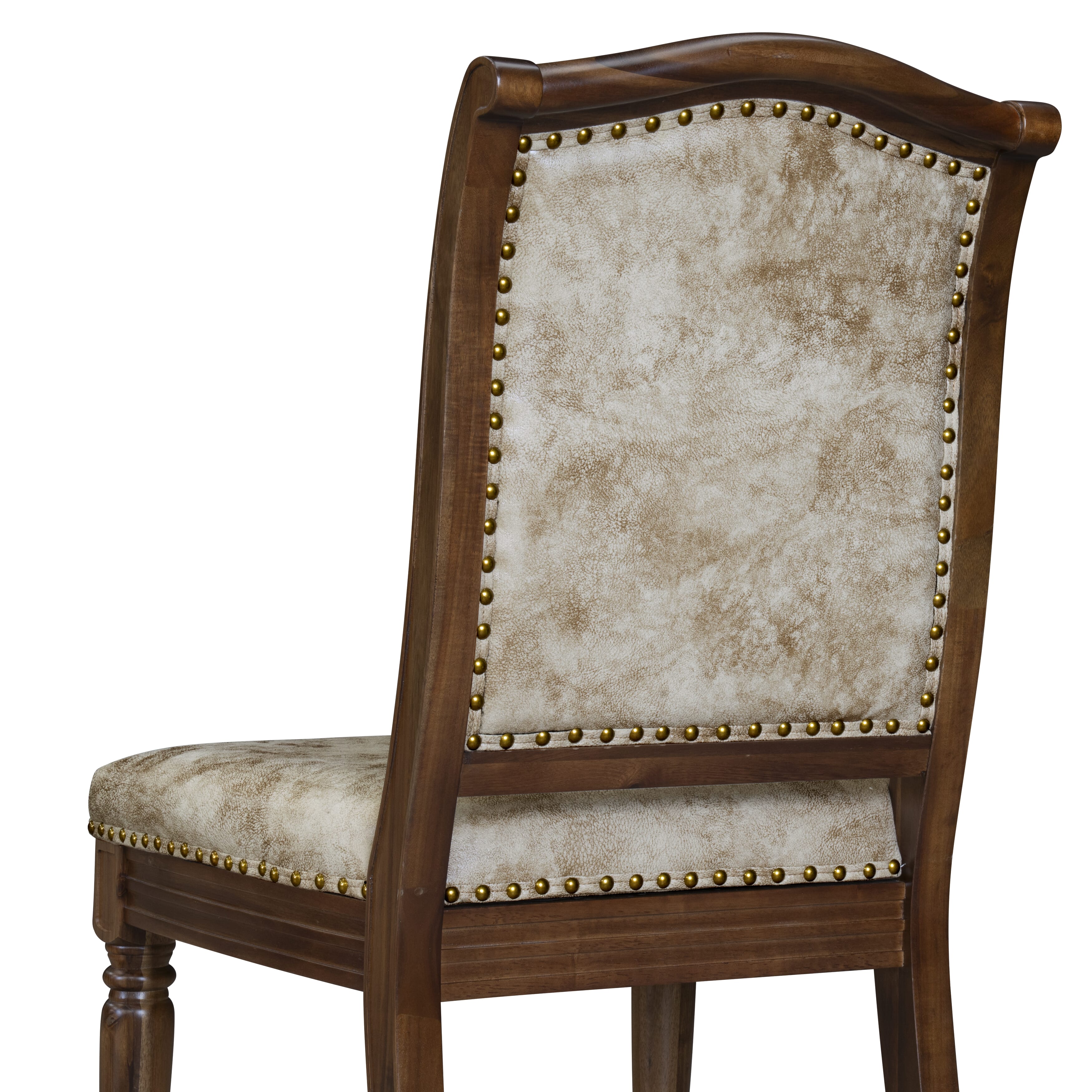 Luxy by East West Furniture - MAC-AWA-36 - Upholstered Dining Chairs with Button Tufted Light Beige PU Leather Padded Chairs, set of 2, Antique Walnut Finish