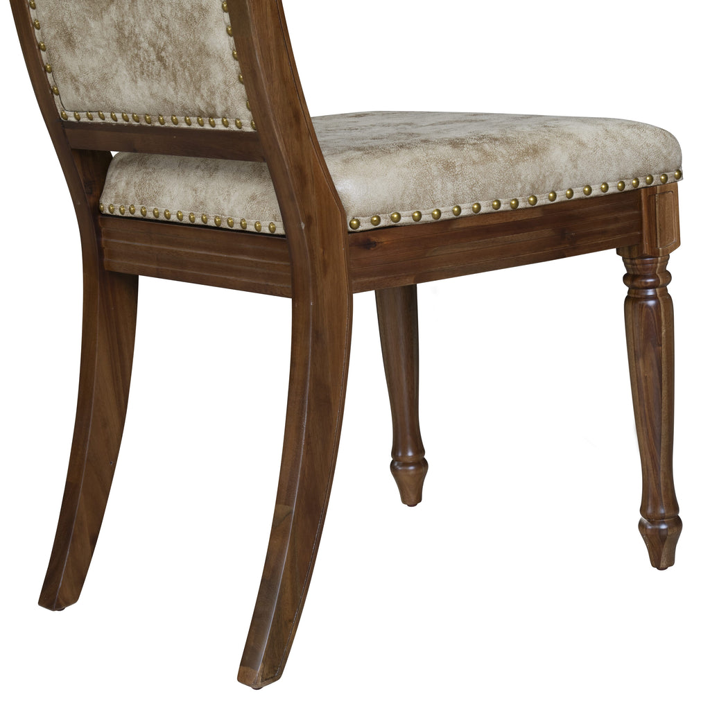 Luxe by East West Furniture LEMA7-AWA-36 7 Pieces Dining Room set consists of a Rectangular Modern Dining Table and 6 Light Beige PU Leather Kitchen Chairs, Antique Walnut finish
