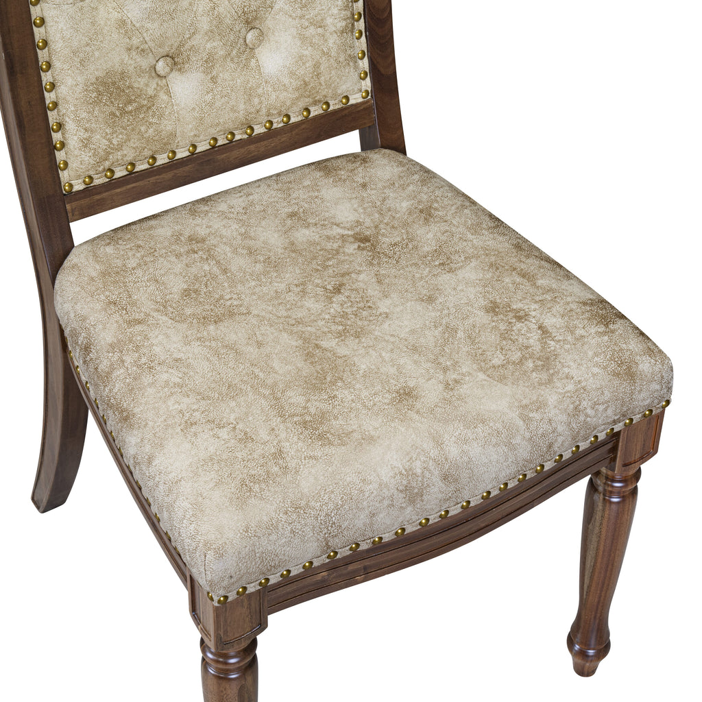 Luxe by East West Furniture LEMA7-AWA-36 7 Pieces Dining Room set consists of a Rectangular Modern Dining Table and 6 Light Beige PU Leather Kitchen Chairs, Antique Walnut finish