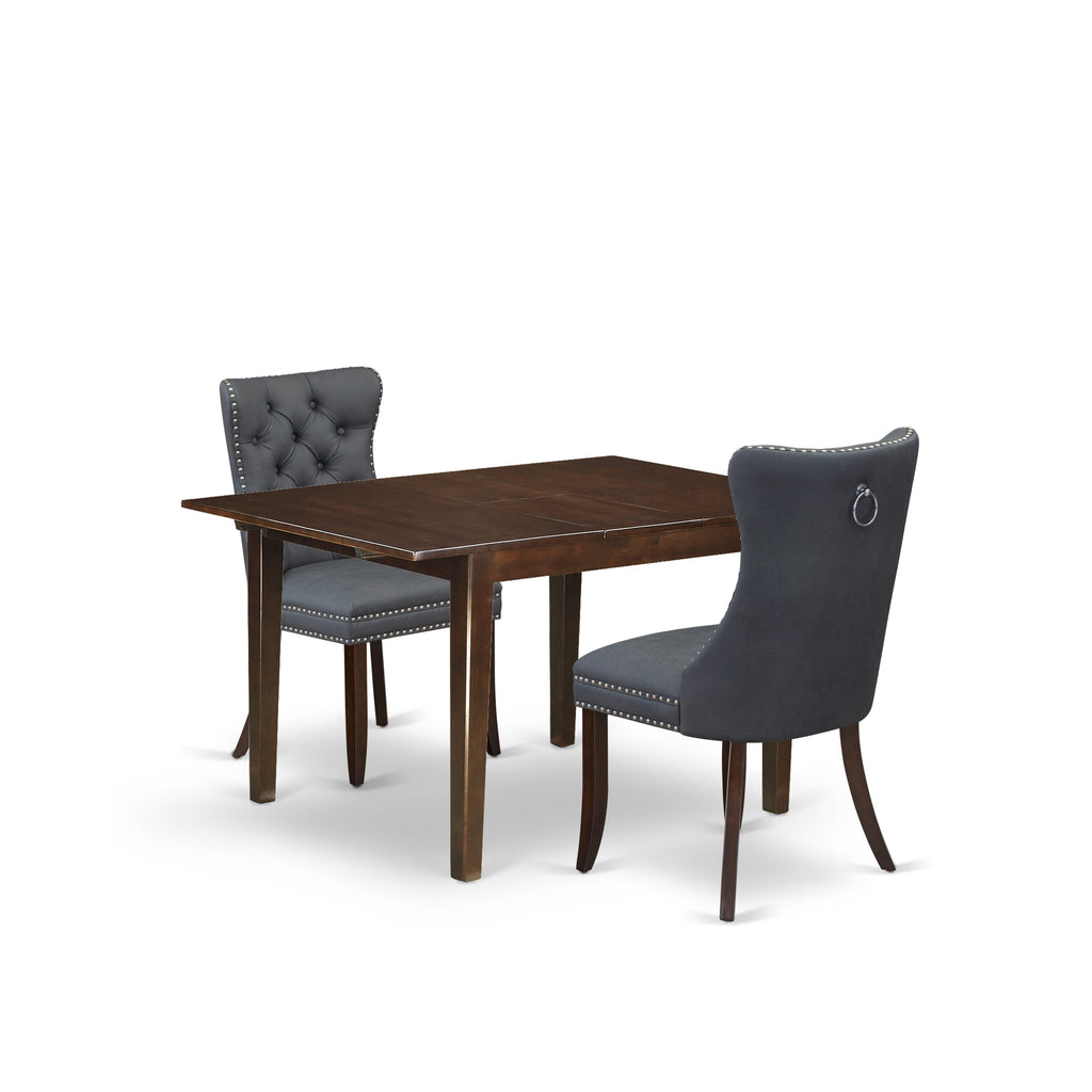 East West Furniture MLDA3-MAH-13 3 Piece Dining Set Consists of a Rectangle Kitchen Table with Removable leaf and 2 Parson Chairs, 36x54 Inch, Mahogany
