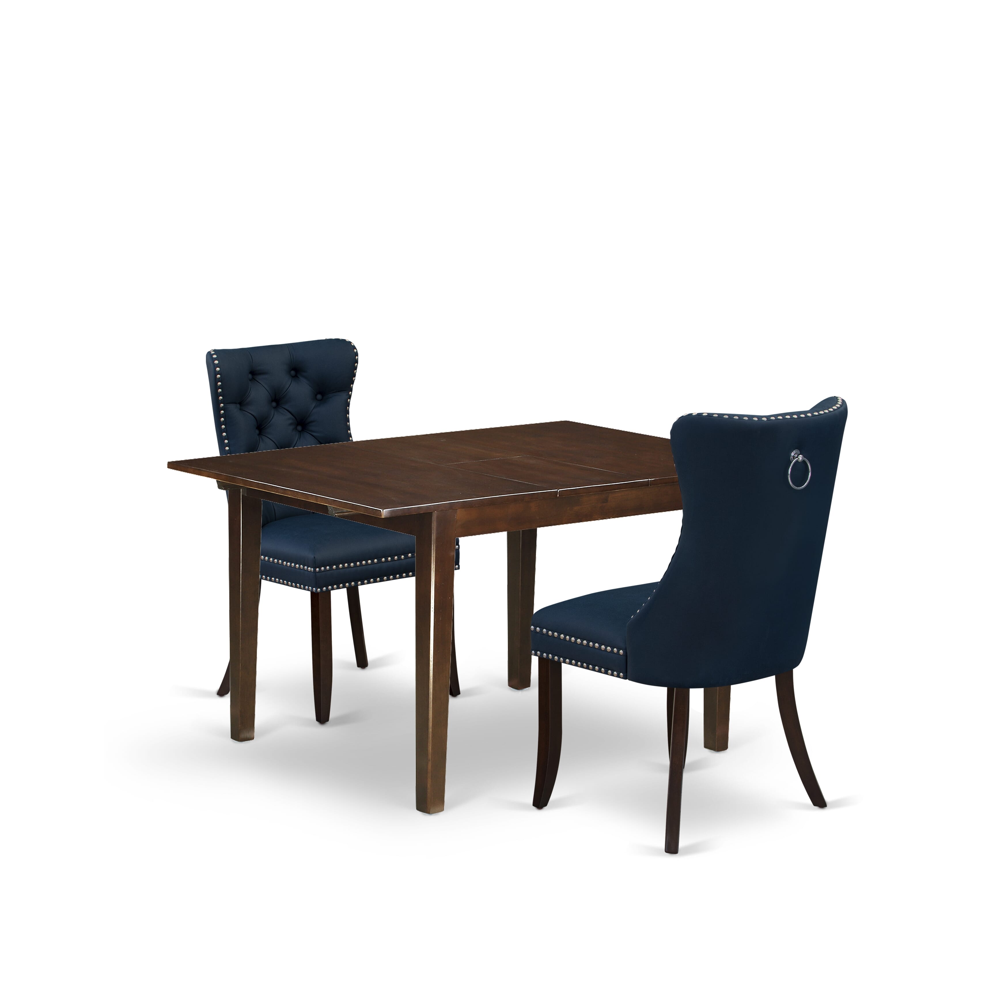 East West Furniture MLDA3-MAH-29 3 Piece Dining Room Table Set Includes a Rectangle Wooden Table with Removable leaf and 2 Padded Chairs, 36x54 Inch, Mahogany