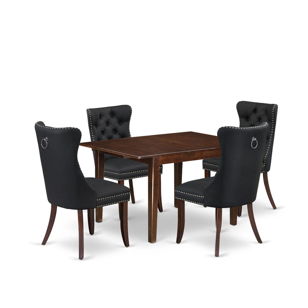 East West Furniture MLDA5-MAH-12 5 Piece Dining Set Consists of a Rectangle Wooden Table with Removable leaf and 4 Upholstered Chairs, 36x54 Inch, Mahogany