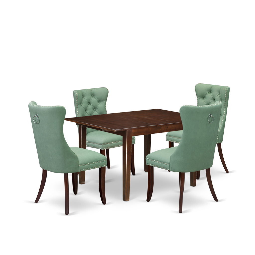 East West Furniture MLDA5-MAH-22 5 Piece Dinette Set Includes a Rectangle Wooden Table with Removable leaf and 4 Parson Dining Chairs, 36x54 Inch, Mahogany