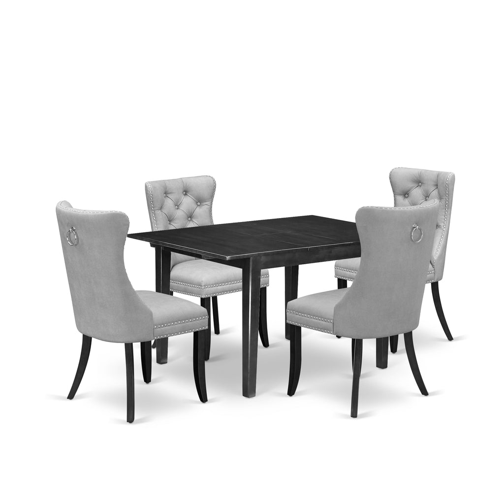 East West Furniture MLDA5-MAH-23 5 Piece Dining Room Table Set Includes a Rectangle Wooden Table with Removable leaf and 4 Parson Chairs, 36x54 Inch, Mahogany