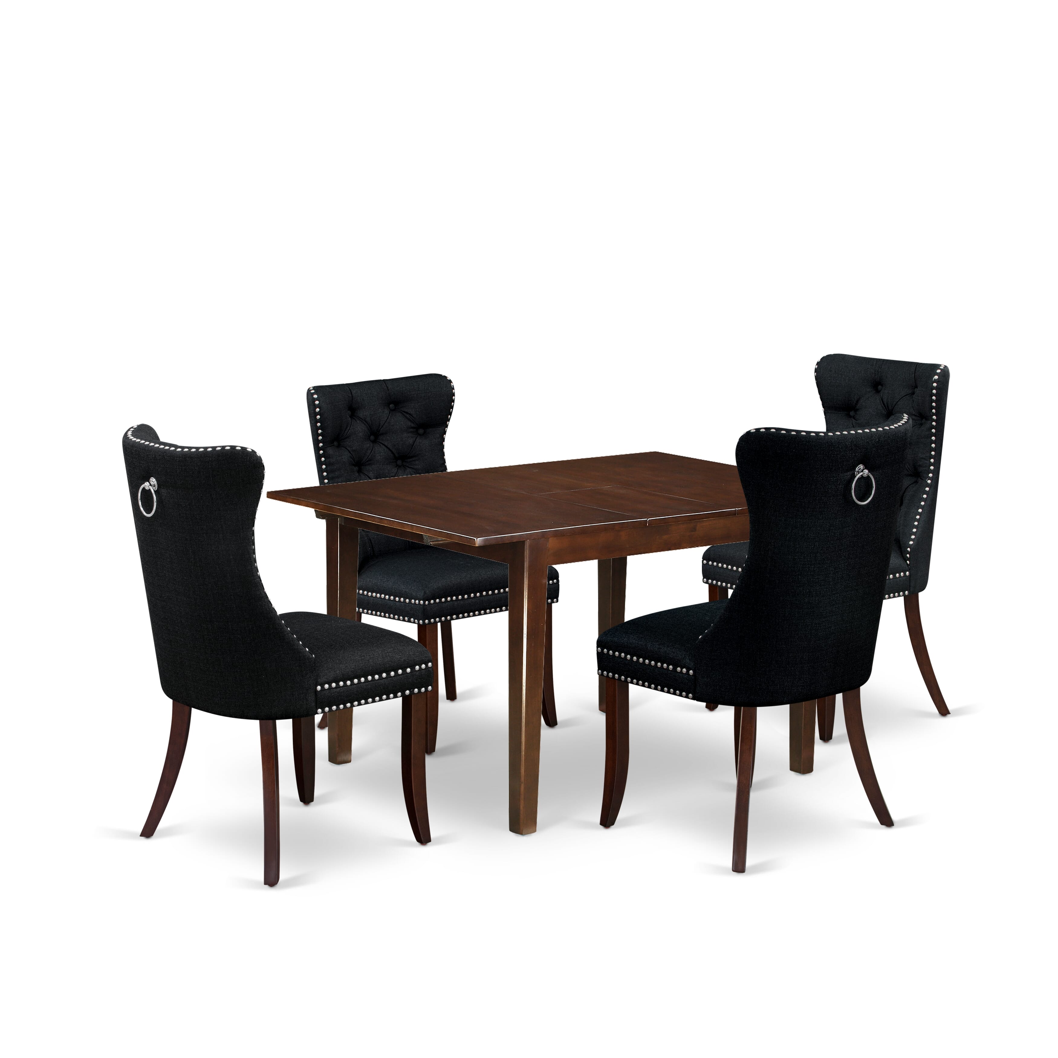 East West Furniture MLDA5-MAH-24 5 Piece Dinette Set Consists of a Rectangle Dining Table with Removable leaf and 4 Padded Chairs, 36x54 Inch, Mahogany