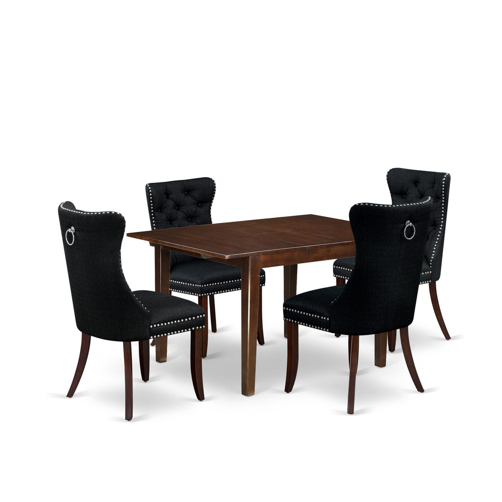 East West Furniture MLDA5-MAH-24 5 Piece Dinette Set Consists of a Rectangle Dining Table with Removable leaf and 4 Padded Chairs, 36x54 Inch, Mahogany