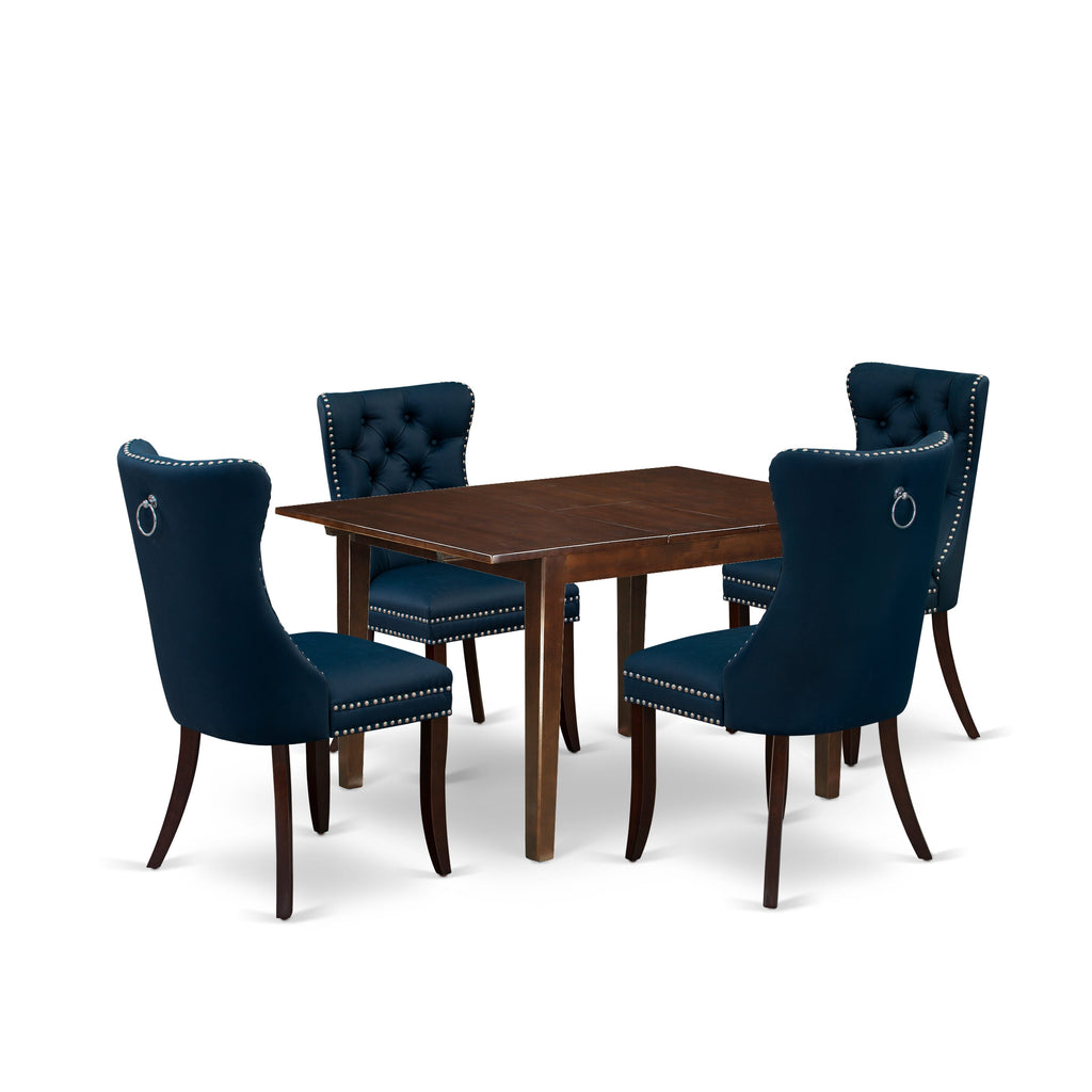 East West Furniture MLDA5-MAH-29 5 Piece Kitchen Table Set Contains a Rectangle Dining Table with Removable leaf and 4 Padded Chairs, 36x54 Inch, Mahogany