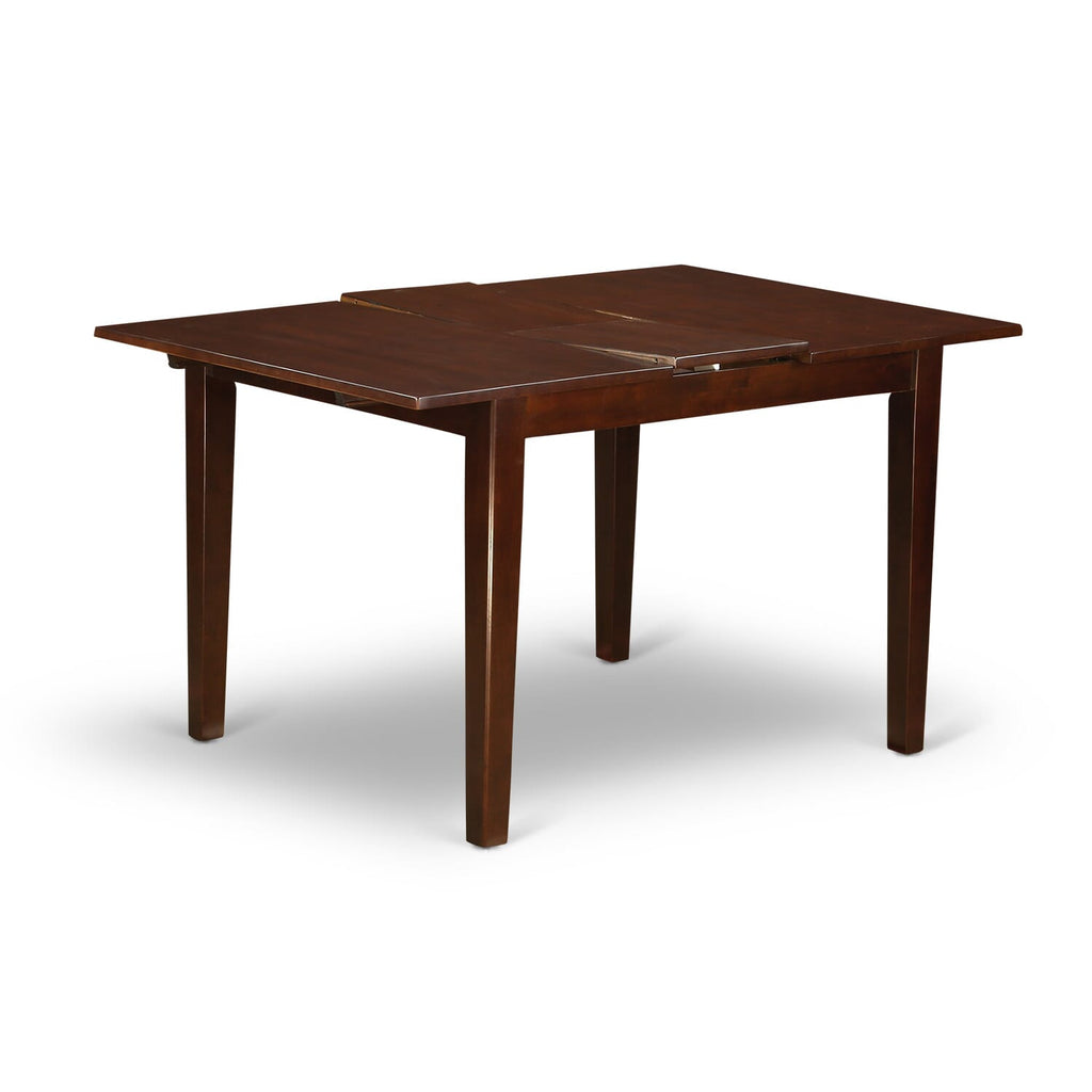 East West Furniture MLAS5-MAH-26 5 Piece Mid Century Modern Dining Set Includes A Mid Century Dining Table and 4 Burgundy Faux Leather Dinning Chairs, Mahogany