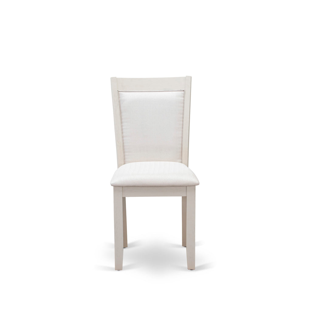 East West Furniture X026MZ001-7 7 Piece Kitchen Table Set Consist of a Rectangle Dining Table with X-Legs and 6 Cream Linen Fabric Parson Dining Chairs