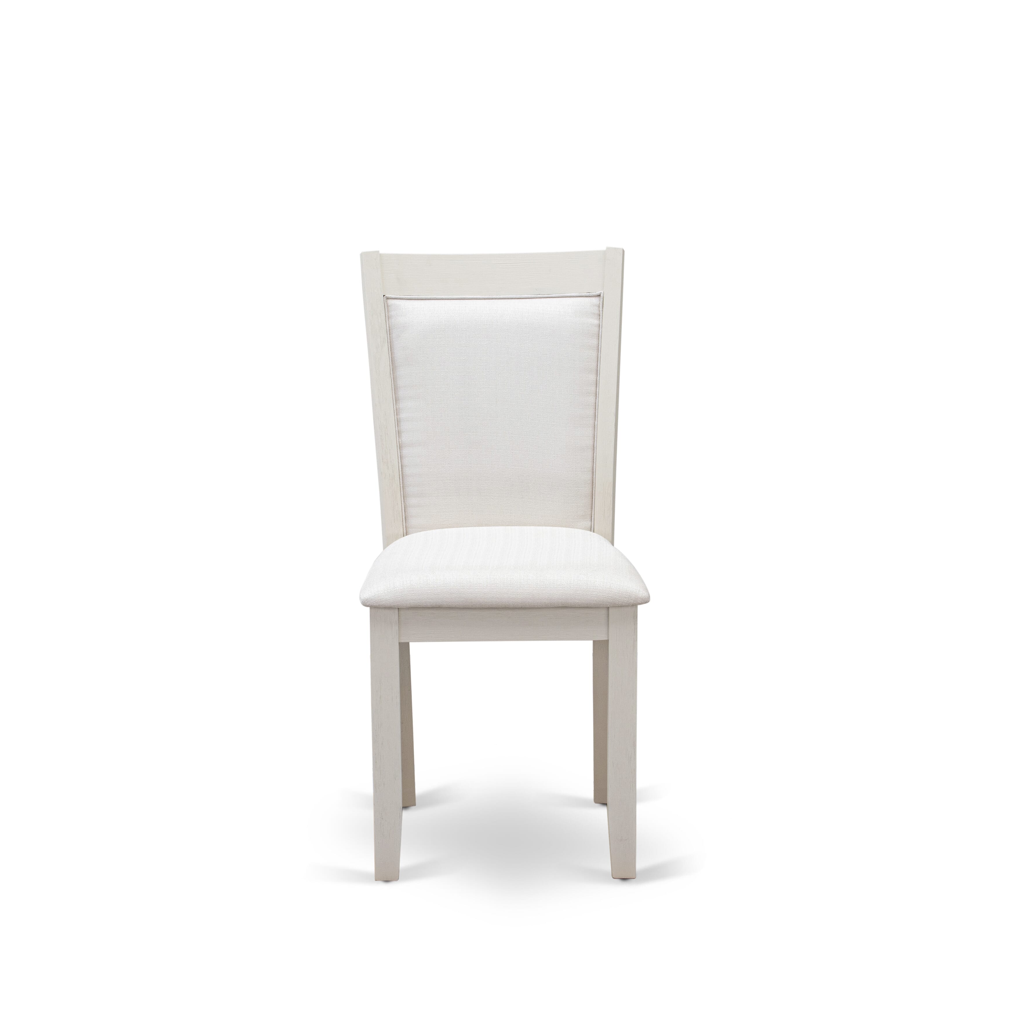 East West Furniture X027MZ001-5 5-Pc Dining Table Set Includes a Kitchen Table and 4 Cream Linen Fabric Modern Dining Chairs with Stylish Back - Wire Brushed linen white Finish