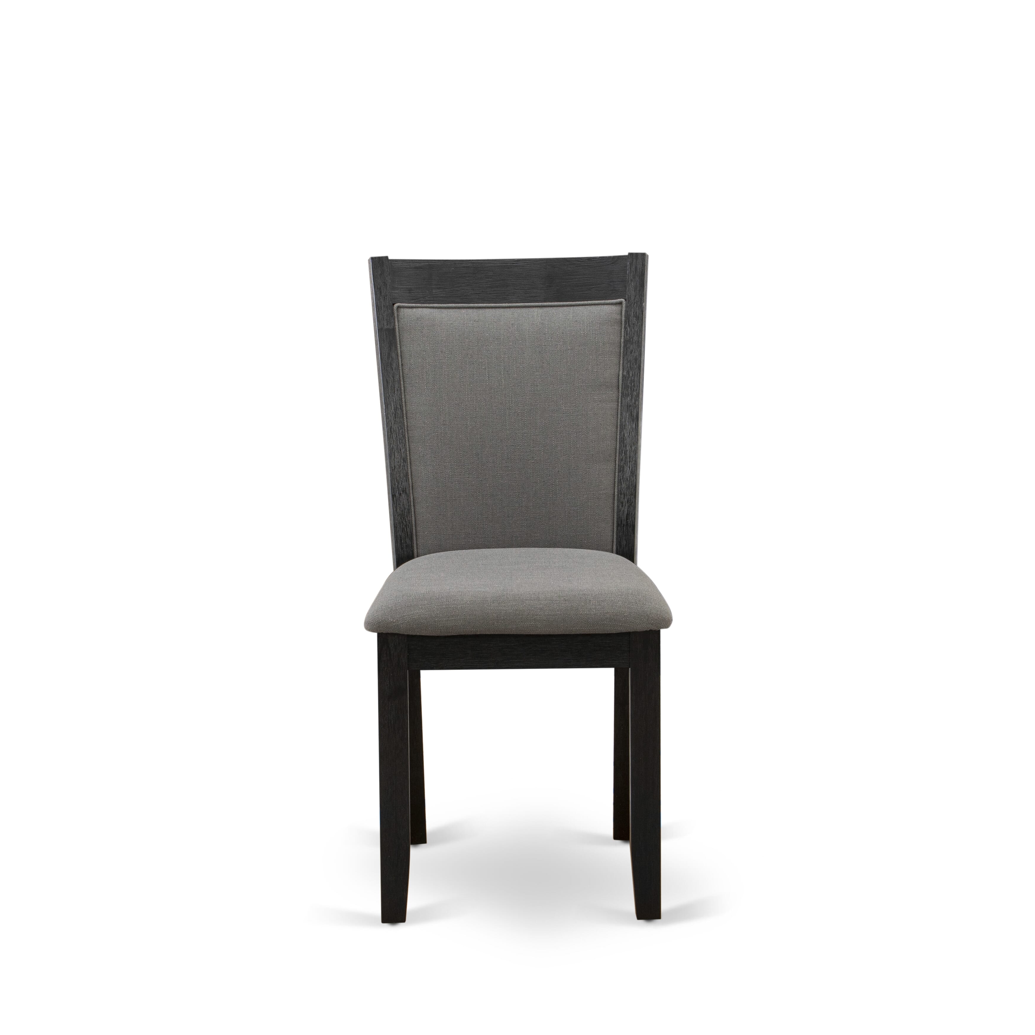 X12MZ-006-50 13-piece Xtenczar Dining Table Set a Rectangular Kitchen Table and 12 Dark Gotham Grey Linen Fabric Dining Chair, Wire Brushed Black