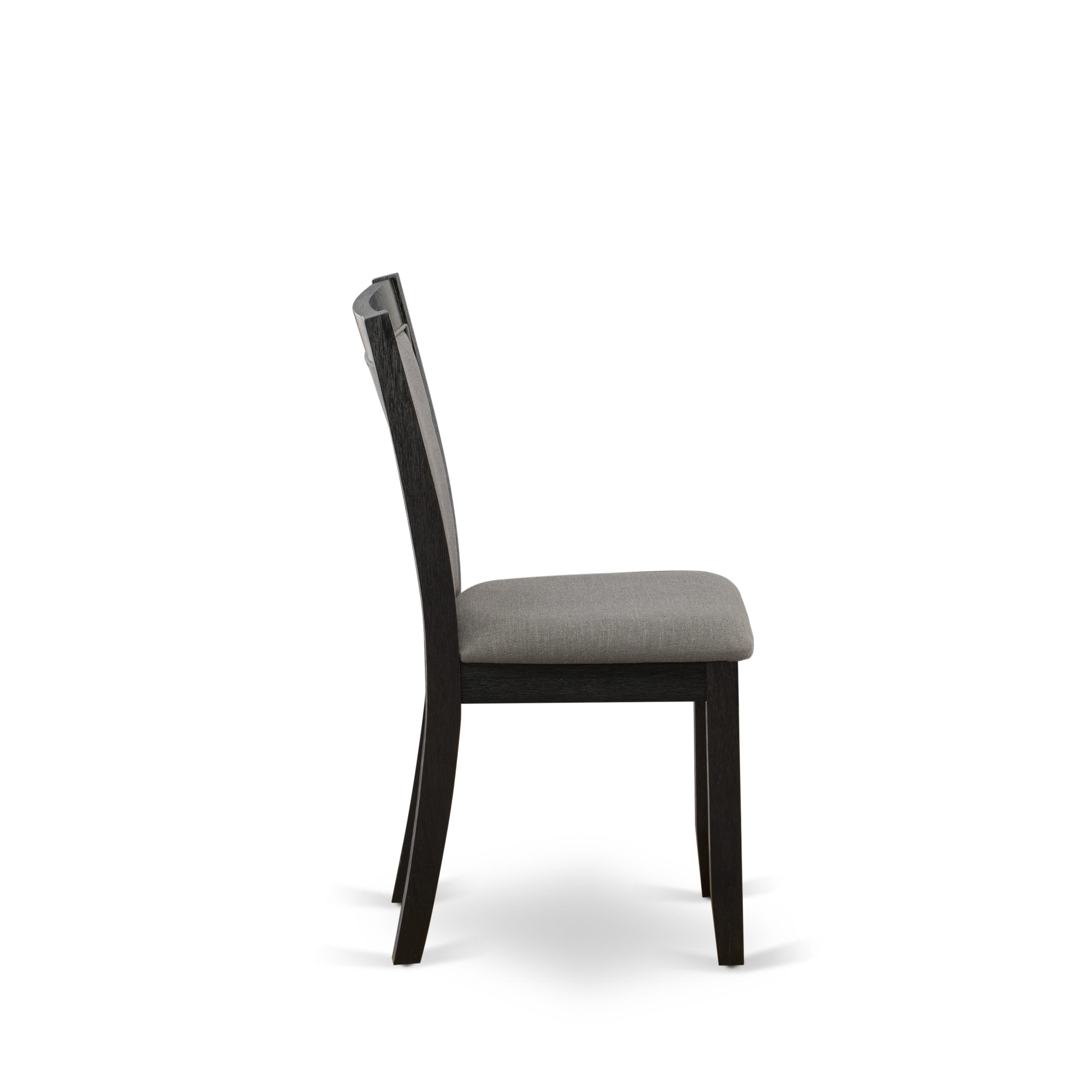 X12MZ-006-50 13-piece Xtenczar Dining Table Set a Rectangular Kitchen Table and 12 Dark Gotham Grey Linen Fabric Dining Chair, Wire Brushed Black