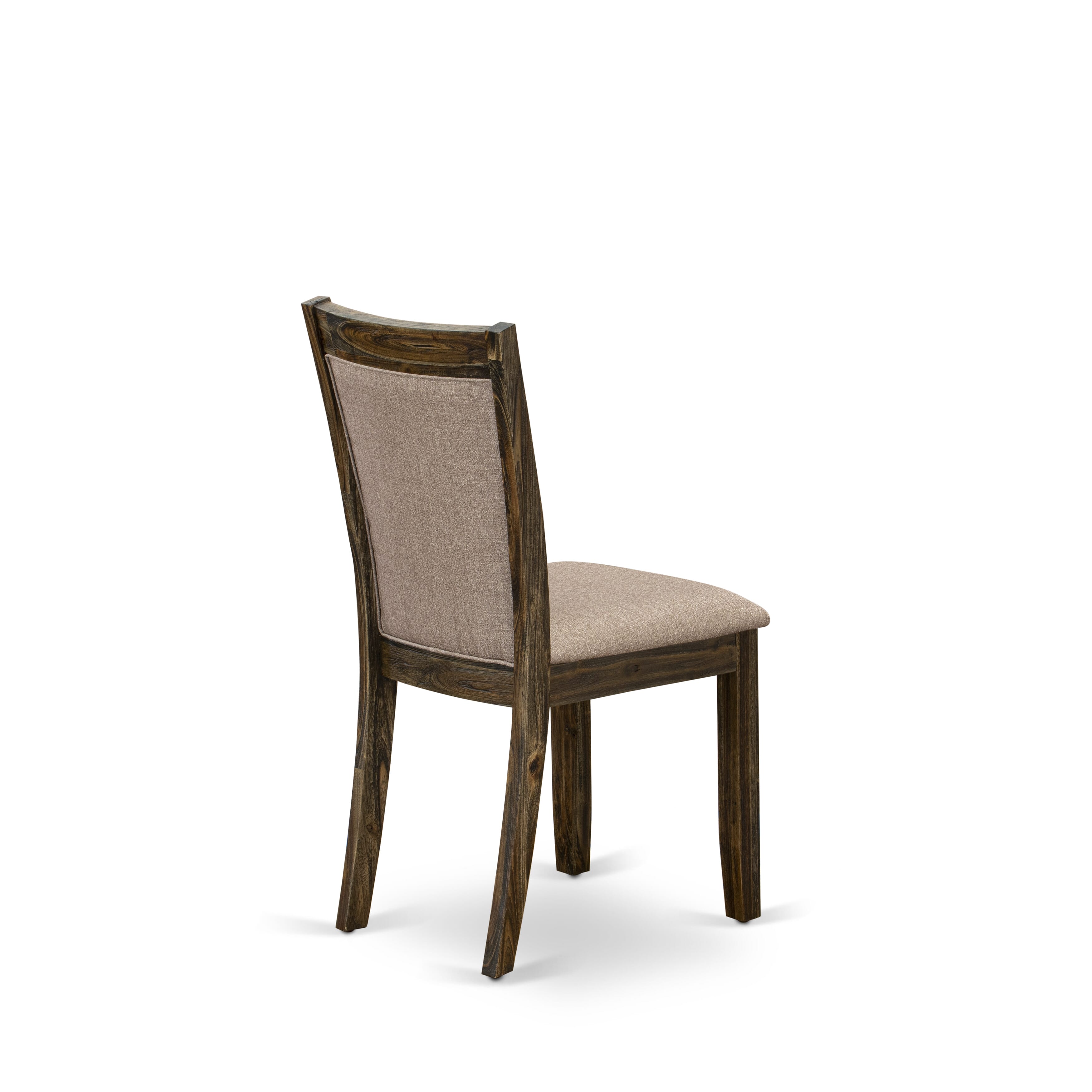 East West Furniture X727MZ716-7 7 Piece Contemporary Dinner Table Set - A linen white Top Dining Table with Trestle Base and 6 Dark Khaki Linen Fabric Dining Room Chairs - Distressed Jacobean Finish
