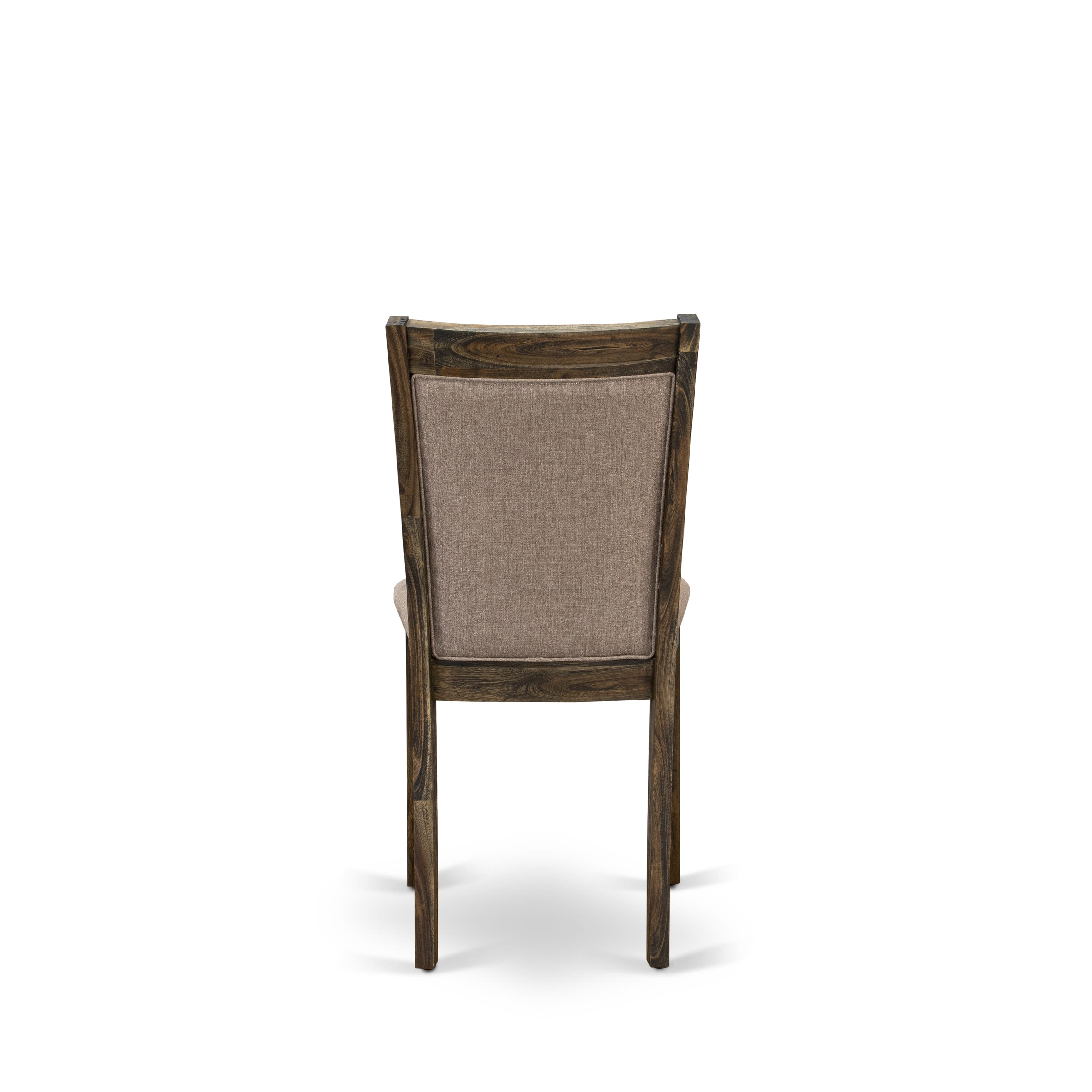 East West Furniture X726MZ716-6 6 Piece Dinning Set- A linen white Top Kitchen Table in Trestle Base with Wooden Bench and 4 Dark Khaki Linen Fabric Dining Chairs - Distressed Jacobean Finish
