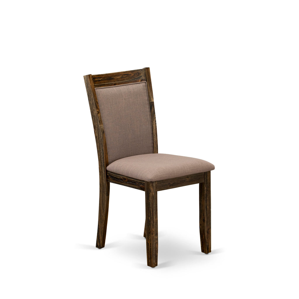 East West Furniture V727MZ748-5 5 Piece Dining Room Furniture Set Includes a Rectangle Dining Table with V-Legs and 4 Coffee Linen Fabric Upholstered Chairs