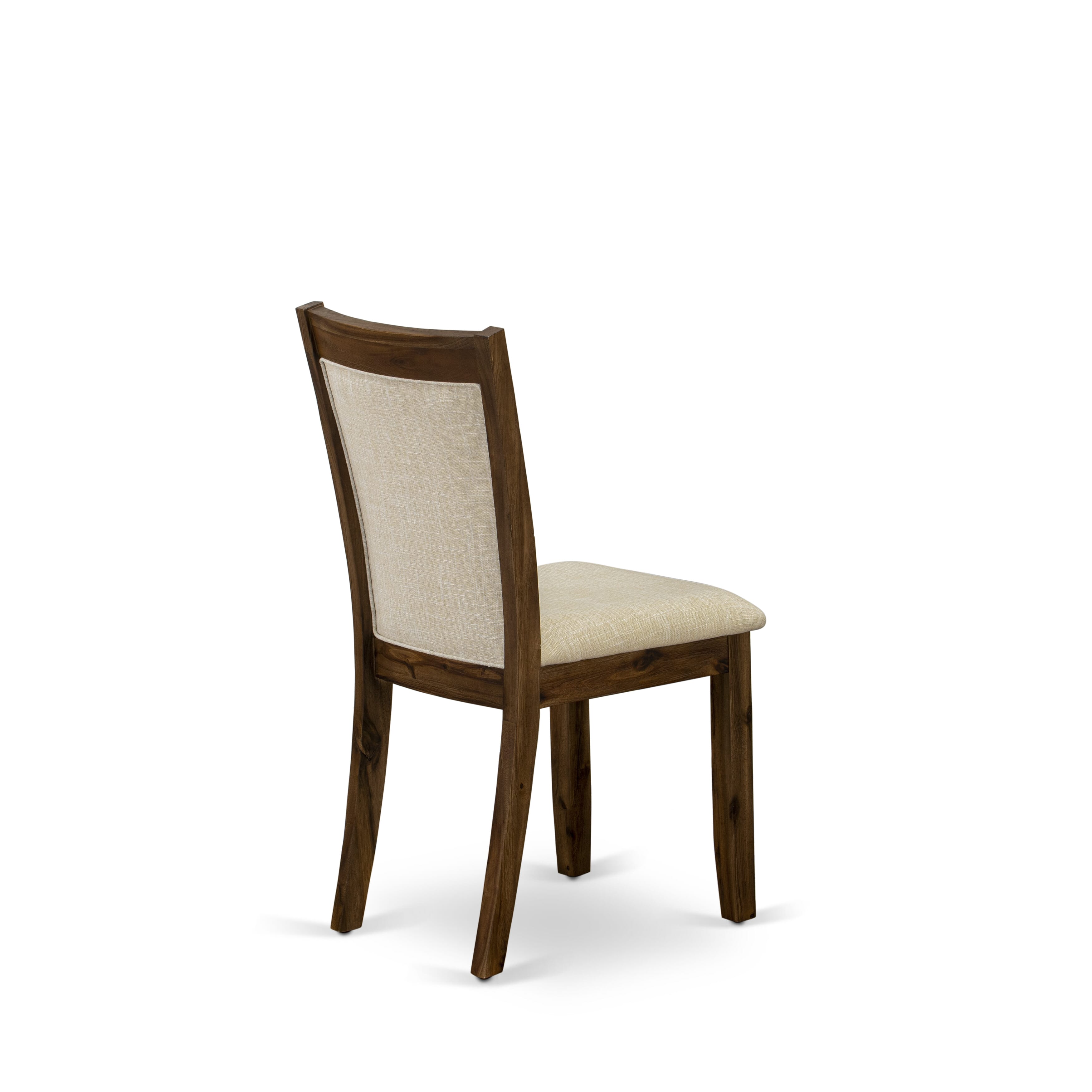 Monza Wooden Dining Chair with Sand Blasting Antique Walnut Finished Leg - Light Beige Color