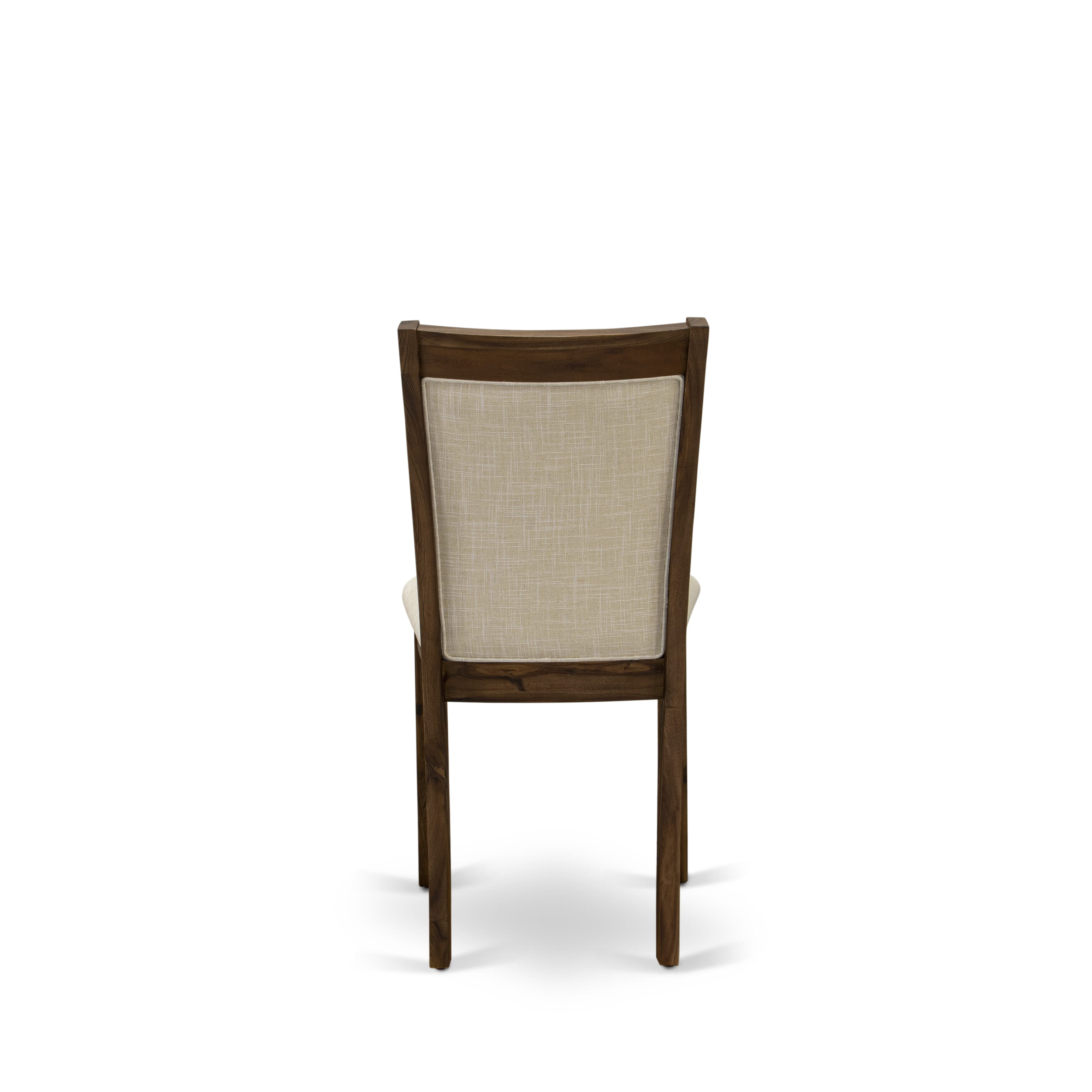 Monza Wooden Dining Chair with Sand Blasting Antique Walnut Finished Leg - Light Beige Color