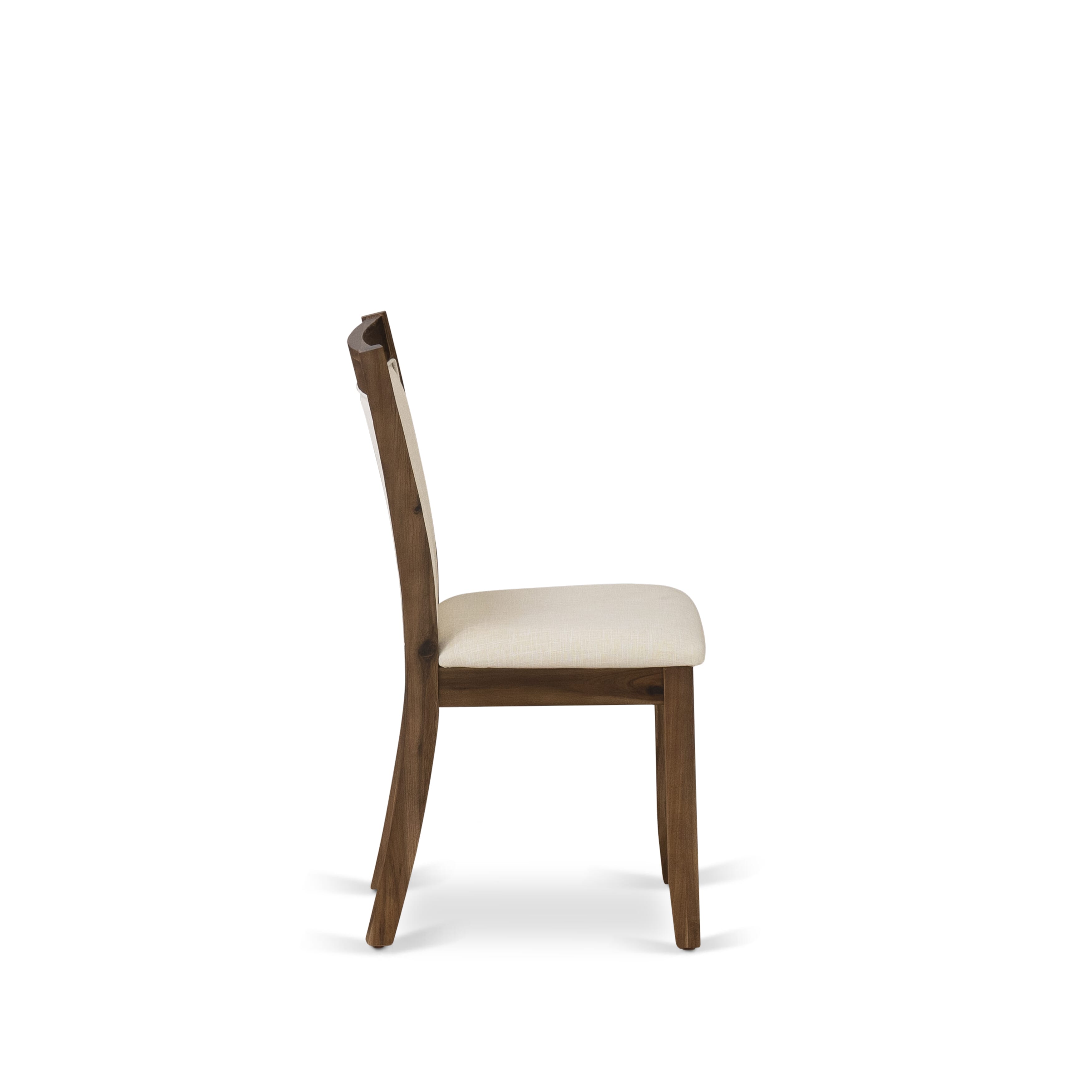 EAST WEST FURNITURE - V727MZN32-5 - 5-Pieces Dining Room Table Set - A Dining Room Table with linen white Top and 4 light beige linen fabric Dining Room Chairs with Stylish Back (Distressed Jacobean Finish)