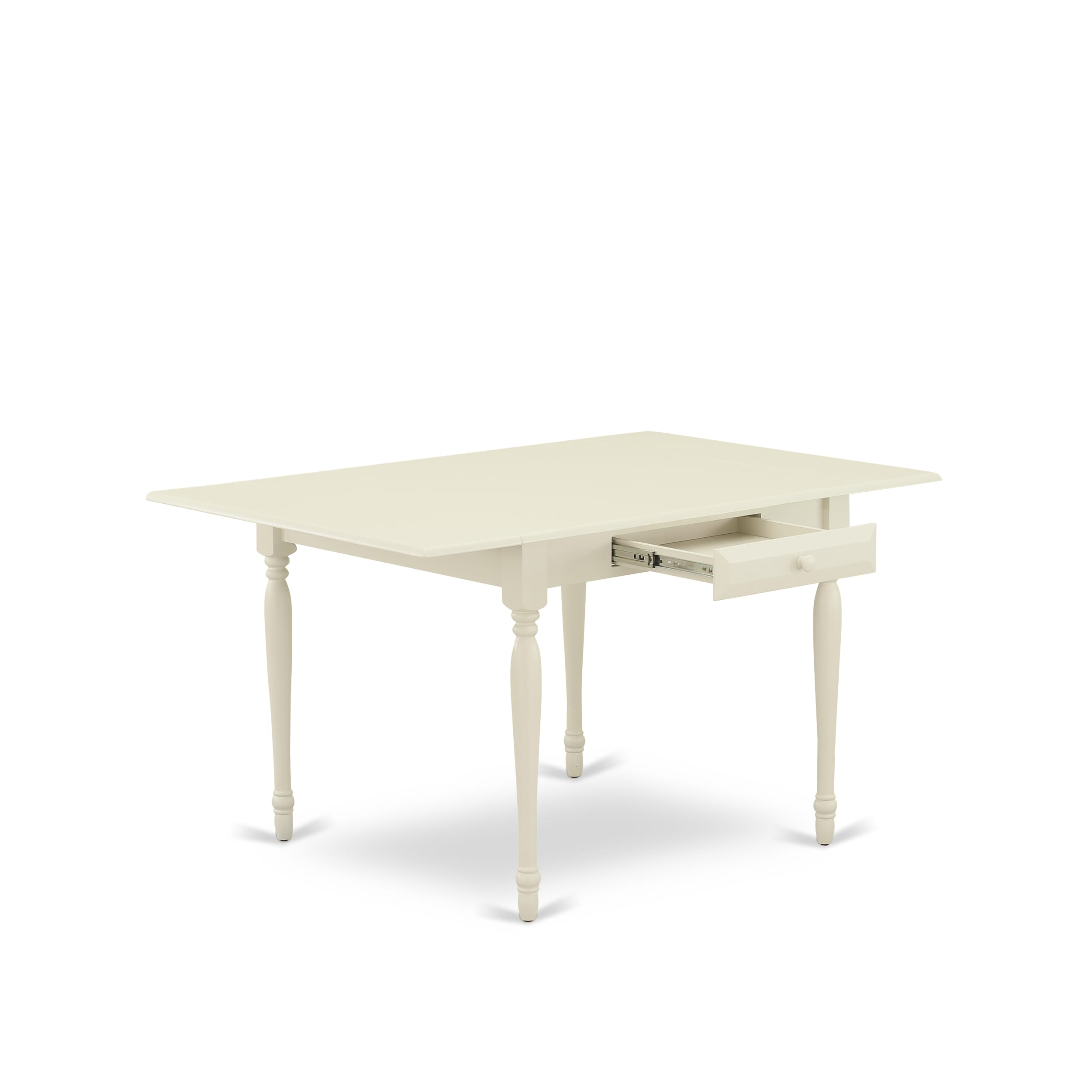 East West Furniture 1MZAB3-LWH-64 3Pc Dining Table Set for 2 Includes a Small Dining Table and 2 Parsons Chairs with White Color PU Leather, Drop Leaf Table with Full Back Chairs, Linen White Finish