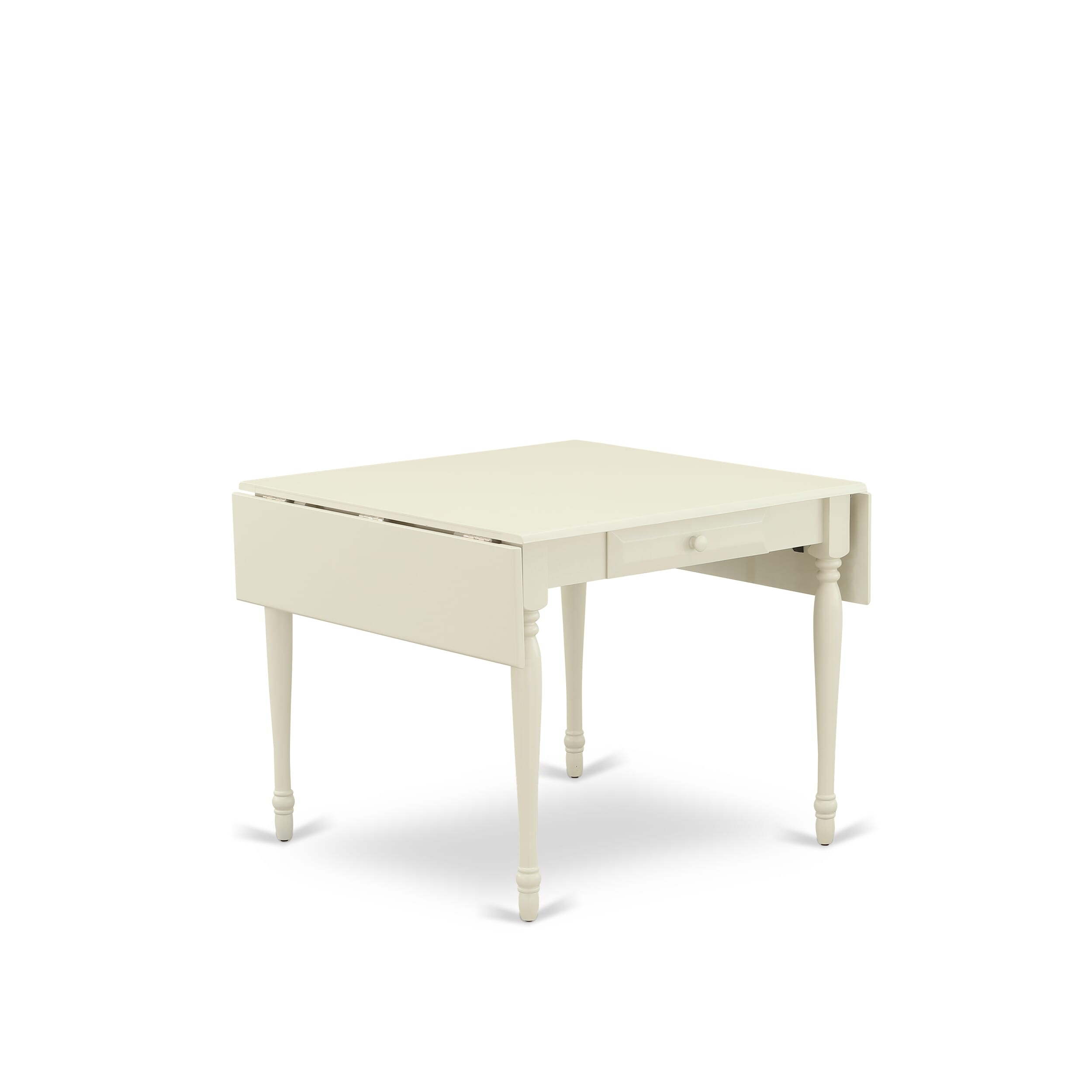 East West Furniture 1MZAB3-LWH-64 3Pc Dining Table Set for 2 Includes a Small Dining Table and 2 Parsons Chairs with White Color PU Leather, Drop Leaf Table with Full Back Chairs, Linen White Finish
