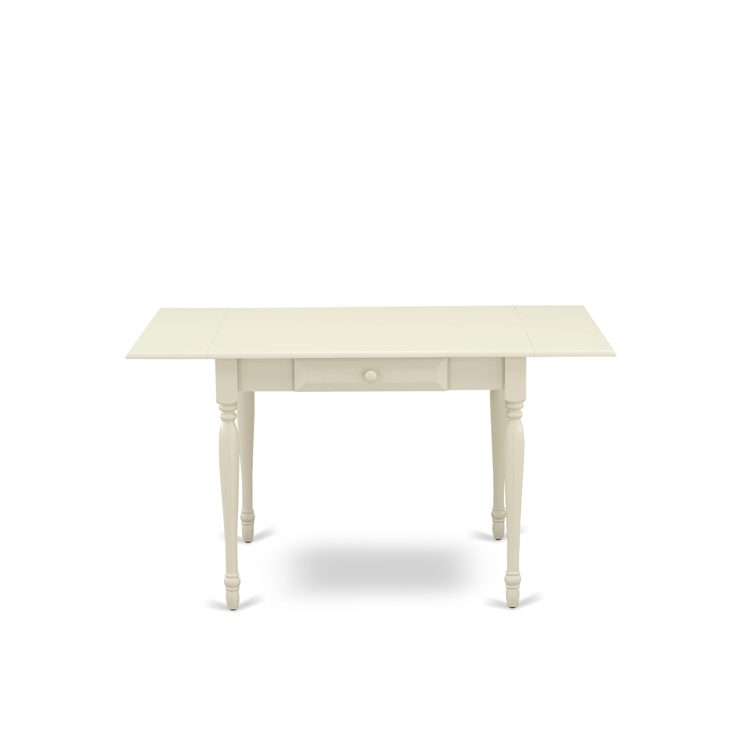 East West Furniture 1MZAB3-LWH-64 3Pc Dining Table Set for 2 Includes a Small Dining Table and 2 Parsons Chairs with White Color PU Leather, Drop Leaf Table with Full Back Chairs, Linen White Finish
