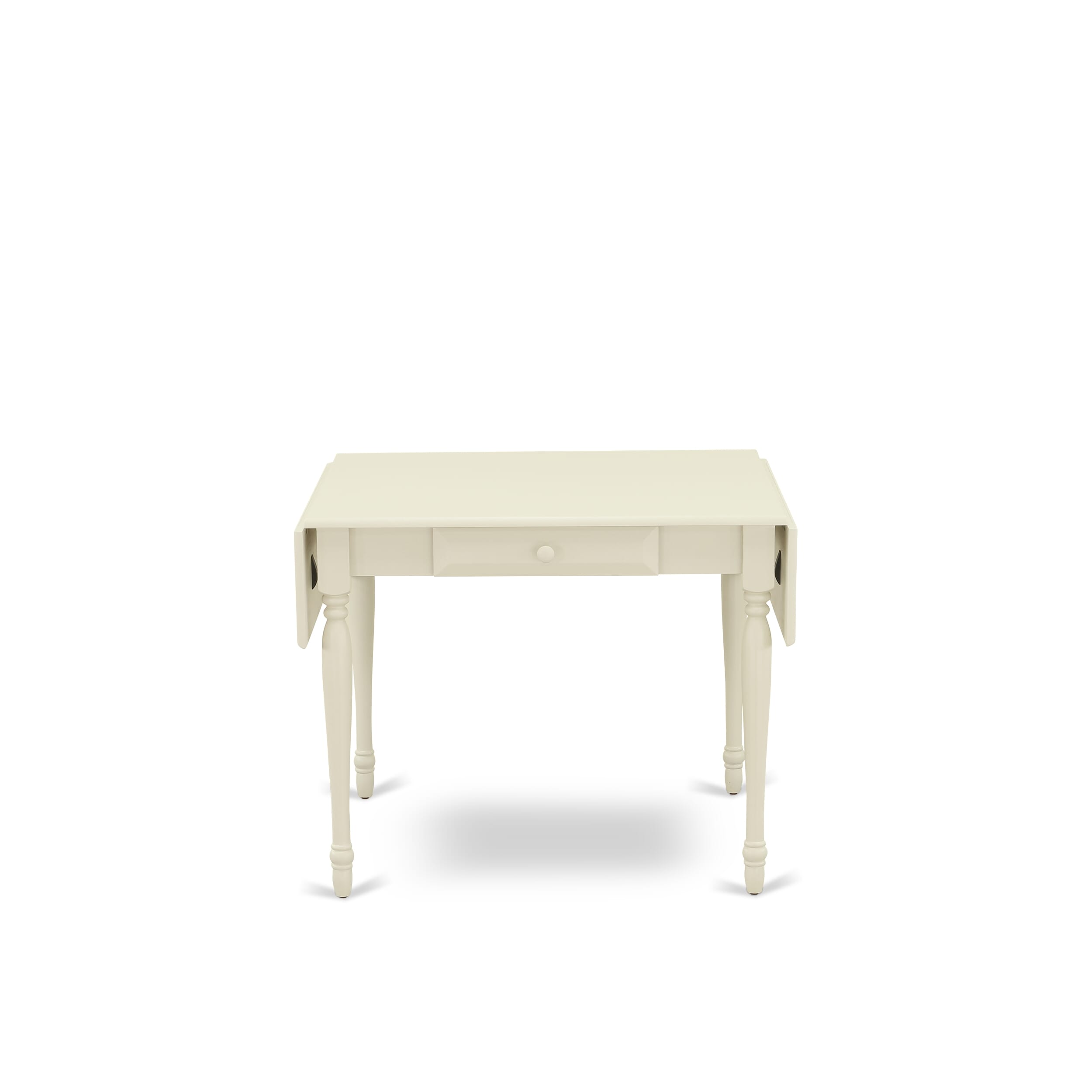 East West Furniture 1MZAB3-LWH-64 3Pc Dining Table Set for 2 Includes a Small Dining Table and 2 Parsons Chairs with White Color PU Leather, Drop Leaf Table with Full Back Chairs, Linen White Finish
