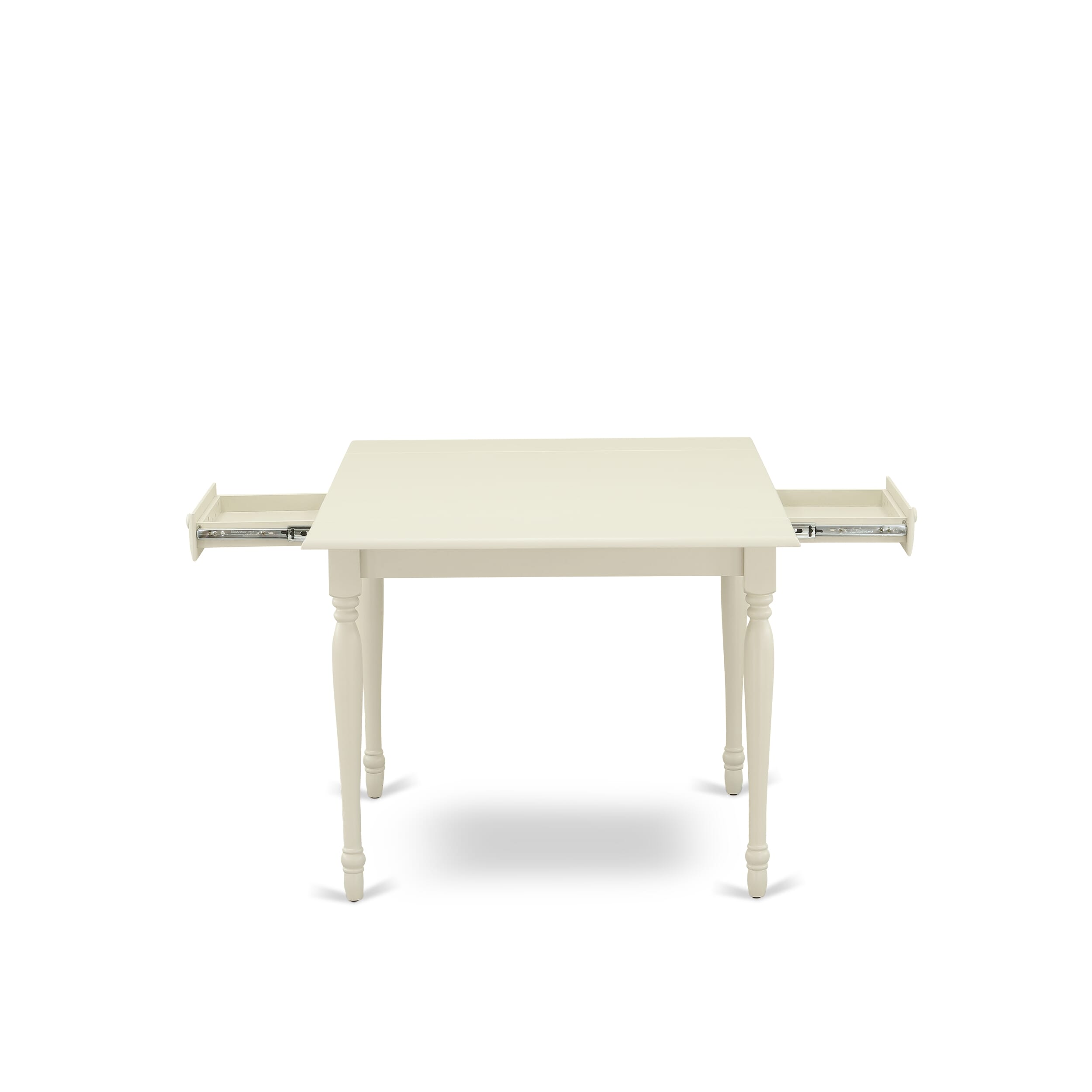 East West Furniture 1MZAB3-LWH-64 3Pc Dining Table Set for 2 Includes a Small Dining Table and 2 Parsons Chairs with White Color PU Leather, Drop Leaf Table with Full Back Chairs, Linen White Finish