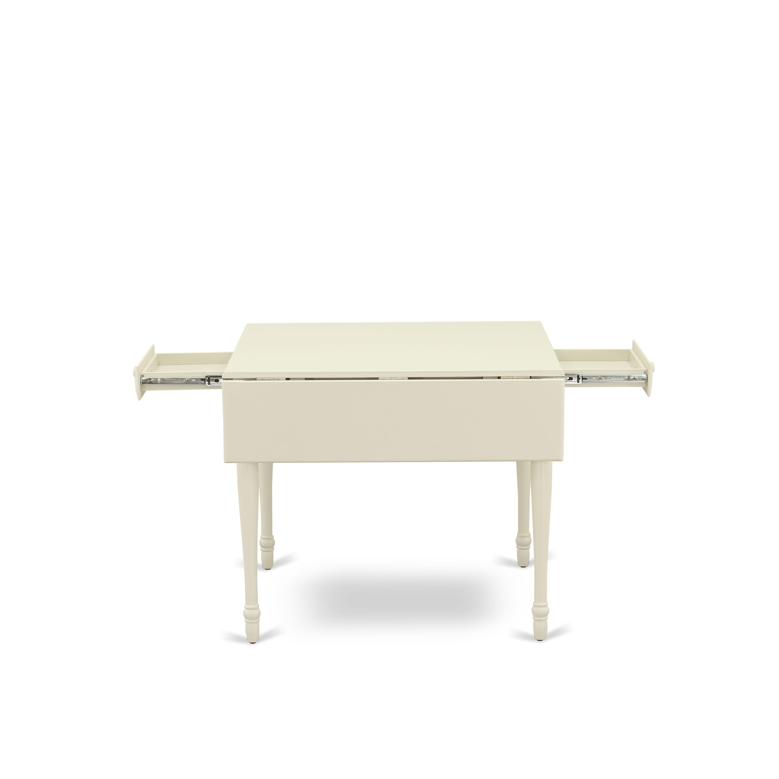 East West Furniture 1MZAB3-LWH-64 3Pc Dining Table Set for 2 Includes a Small Dining Table and 2 Parsons Chairs with White Color PU Leather, Drop Leaf Table with Full Back Chairs, Linen White Finish